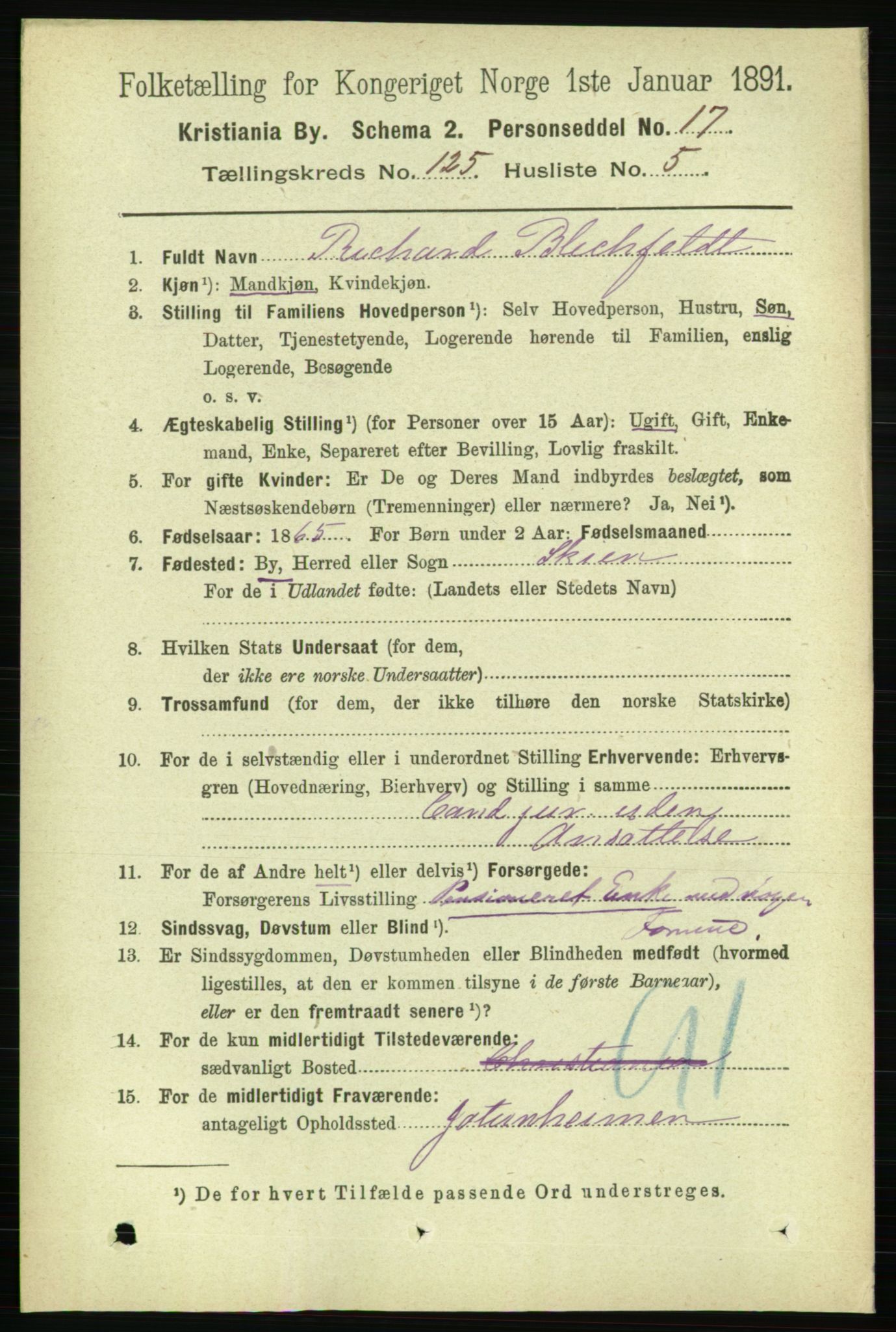 RA, 1891 census for 0301 Kristiania, 1891, p. 66928