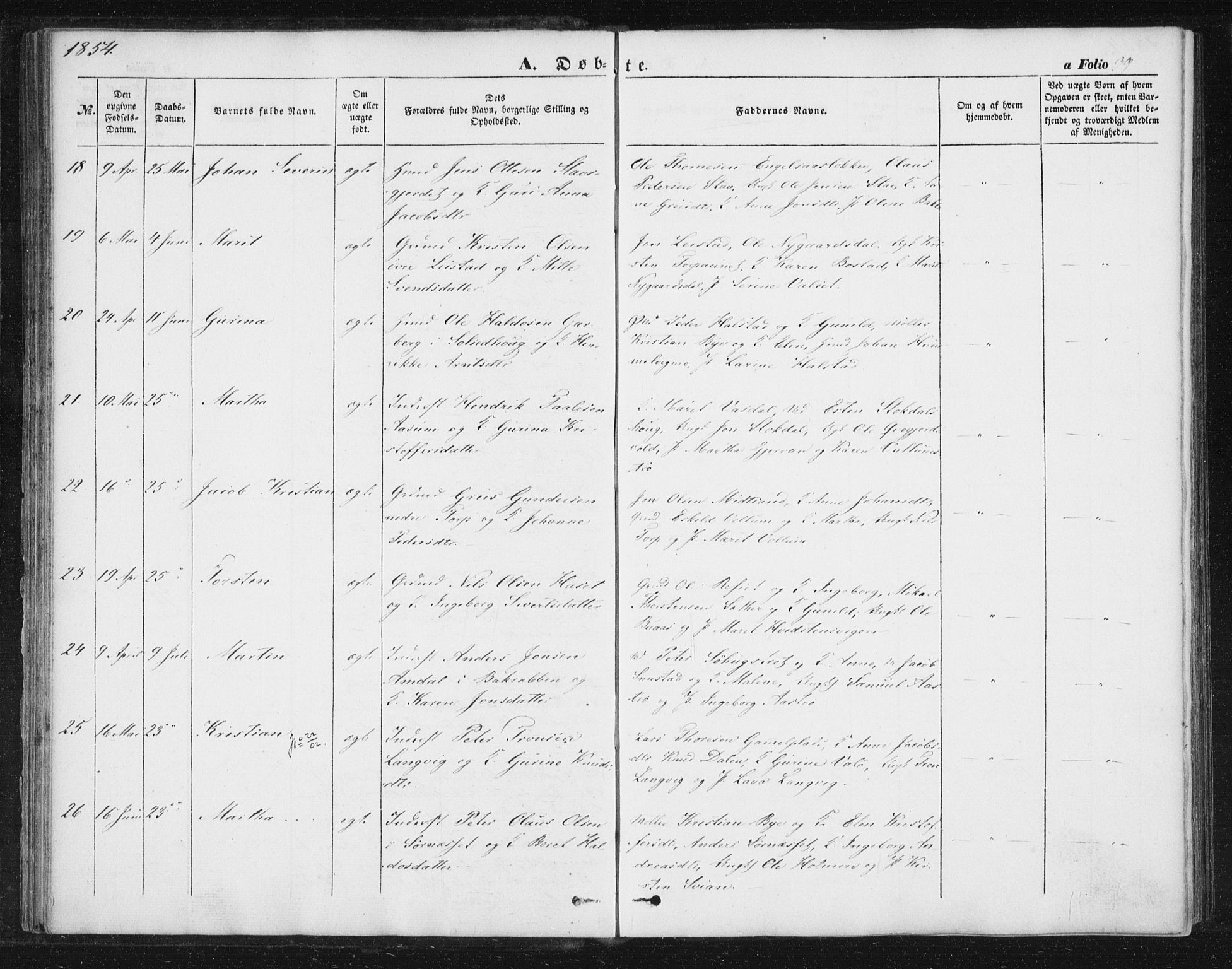 Ministerialprotokoller, klokkerbøker og fødselsregistre - Sør-Trøndelag, AV/SAT-A-1456/616/L0407: Parish register (official) no. 616A04, 1848-1856, p. 39