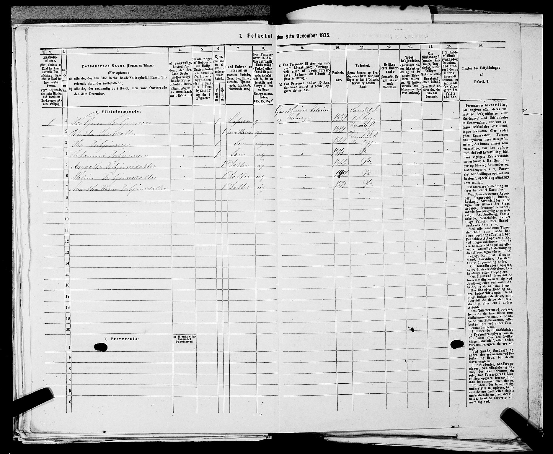 SAST, 1875 census for 1157P Vikedal, 1875, p. 338