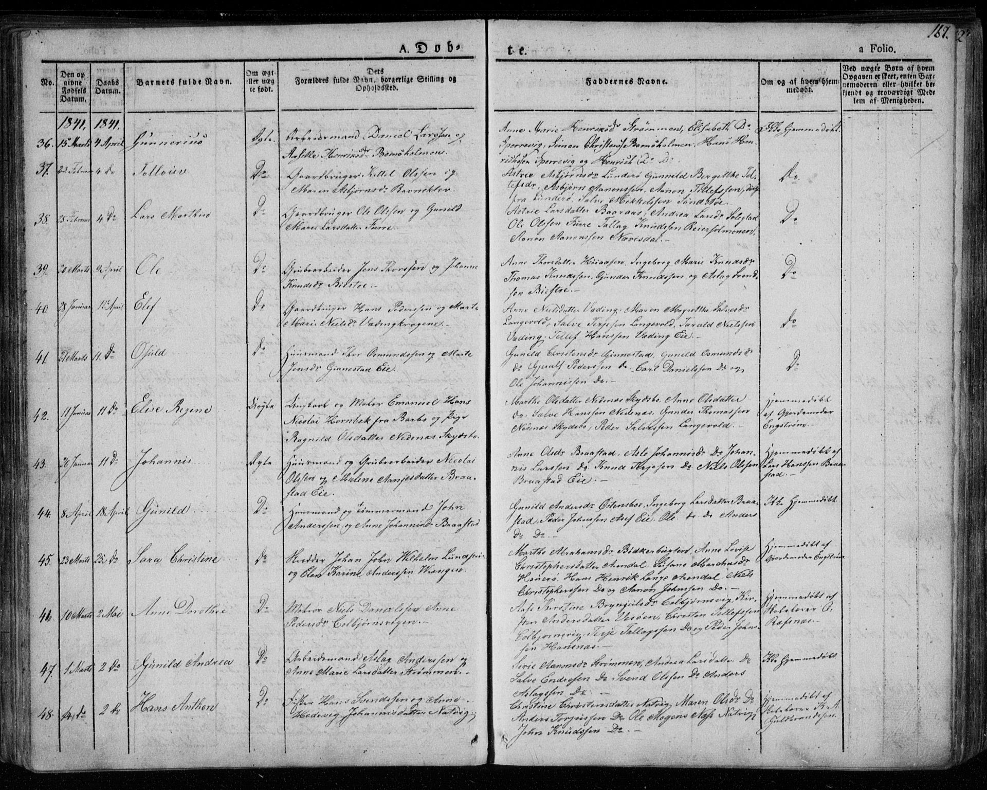 Øyestad sokneprestkontor, SAK/1111-0049/F/Fa/L0013: Parish register (official) no. A 13, 1827-1842, p. 167