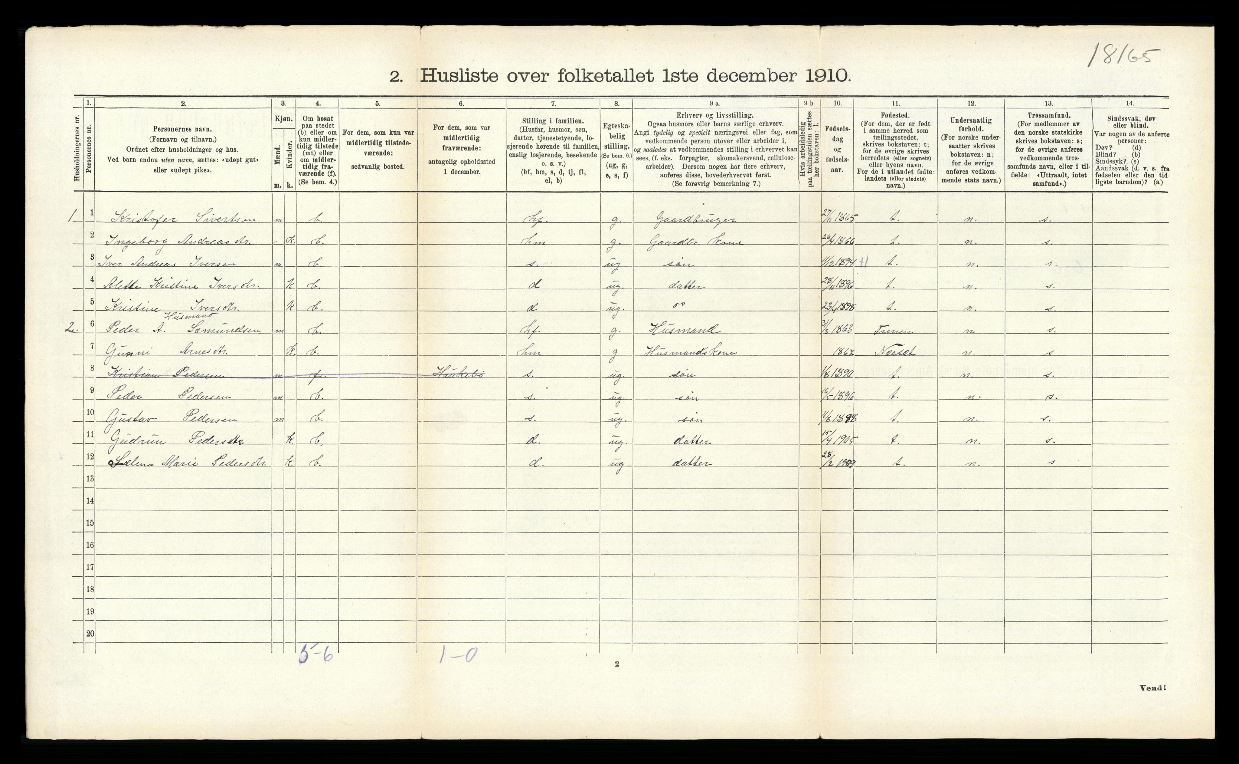 RA, 1910 census for Aukra, 1910, p. 451