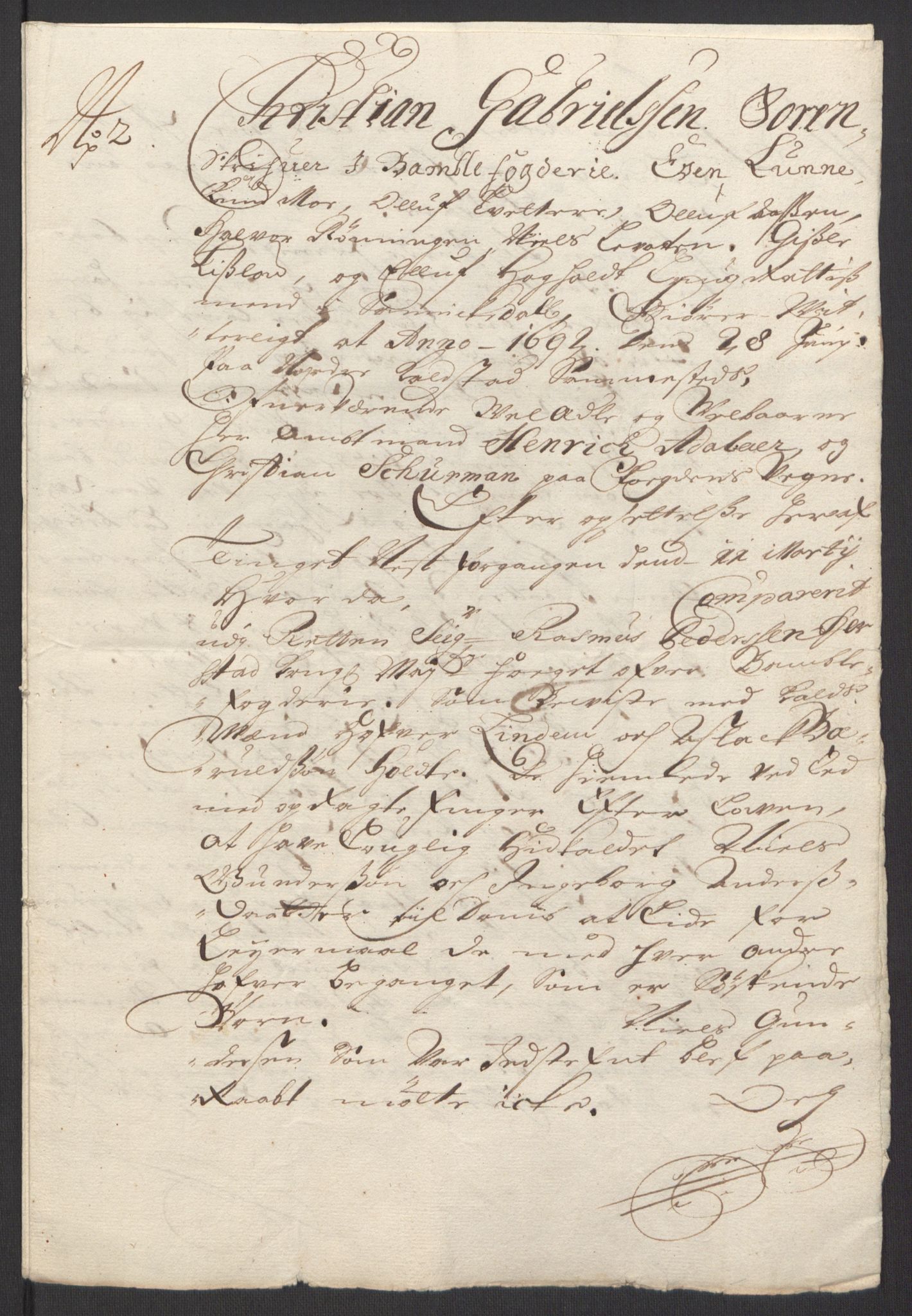 Rentekammeret inntil 1814, Reviderte regnskaper, Fogderegnskap, AV/RA-EA-4092/R34/L2052: Fogderegnskap Bamble, 1692-1693, p. 37