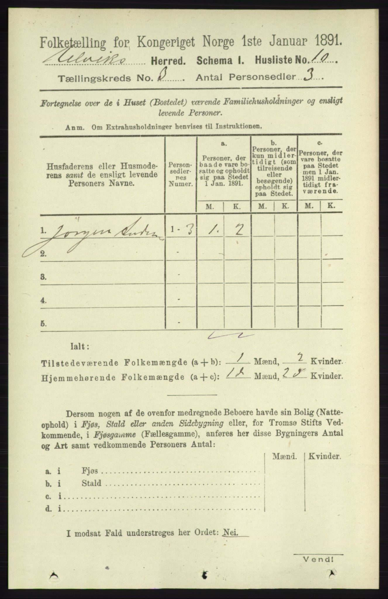 RA, 1891 census for 1233 Ulvik, 1891, p. 326