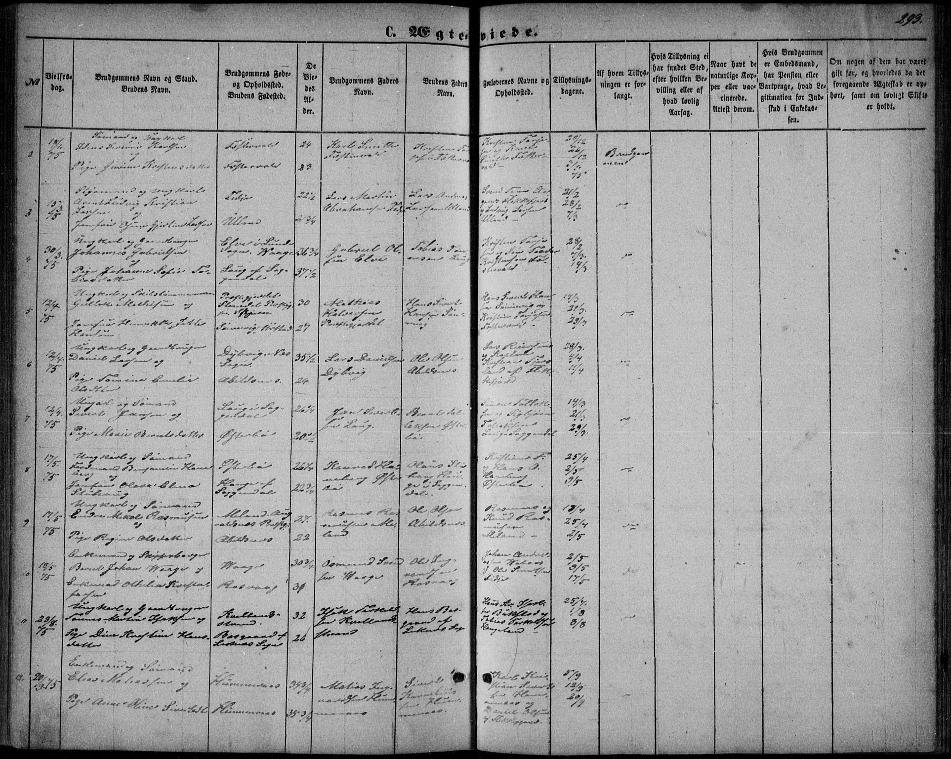 Flekkefjord sokneprestkontor, AV/SAK-1111-0012/F/Fb/Fbb/L0003: Parish register (copy) no. B 3, 1867-1889, p. 293