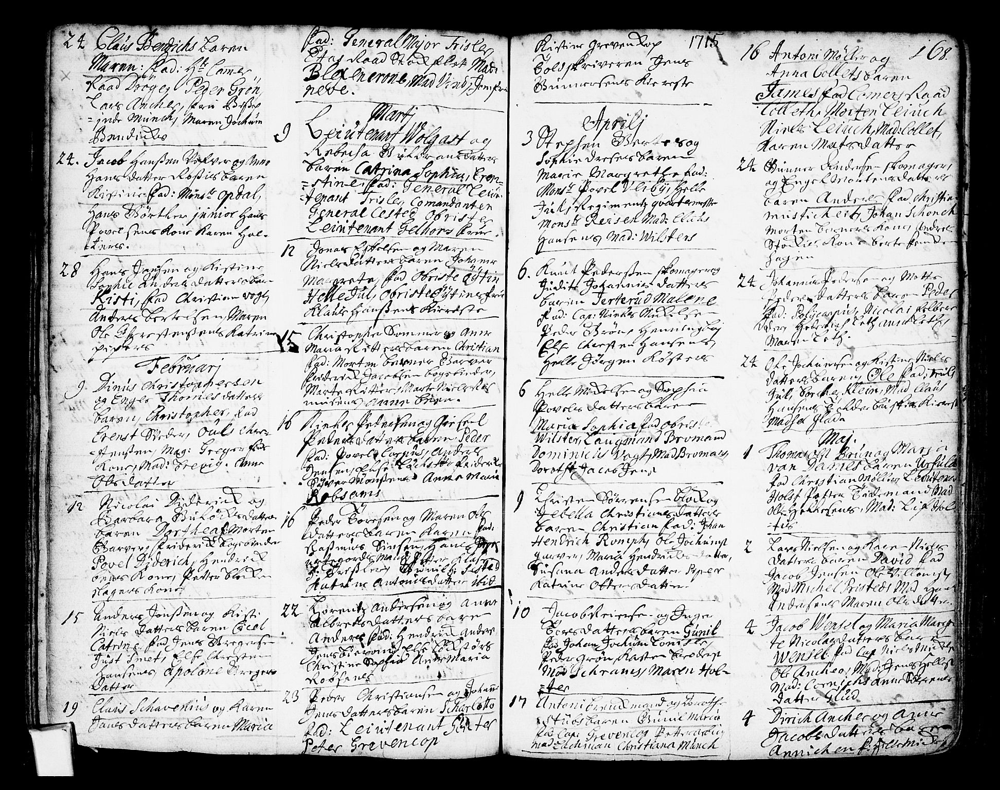 Oslo domkirke Kirkebøker, SAO/A-10752/F/Fa/L0002: Parish register (official) no. 2, 1705-1730, p. 168