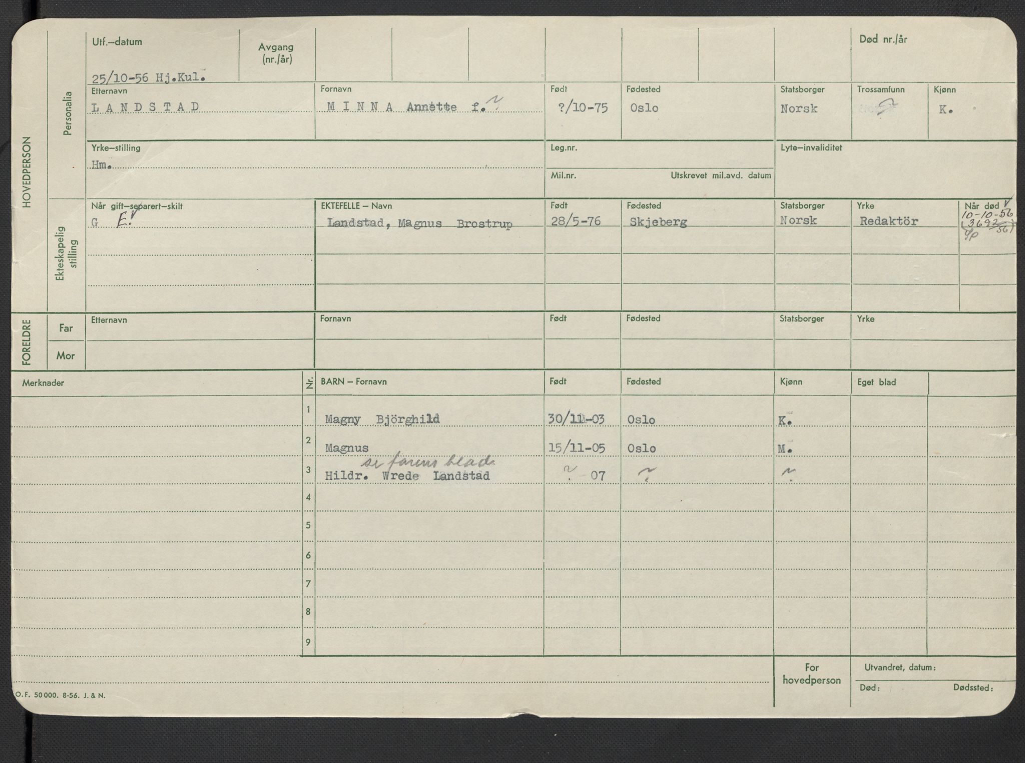 Oslo folkeregister, Registerkort, AV/SAO-A-11715/F/Fa/Fac/L0019: Kvinner, 1906-1914, p. 723b