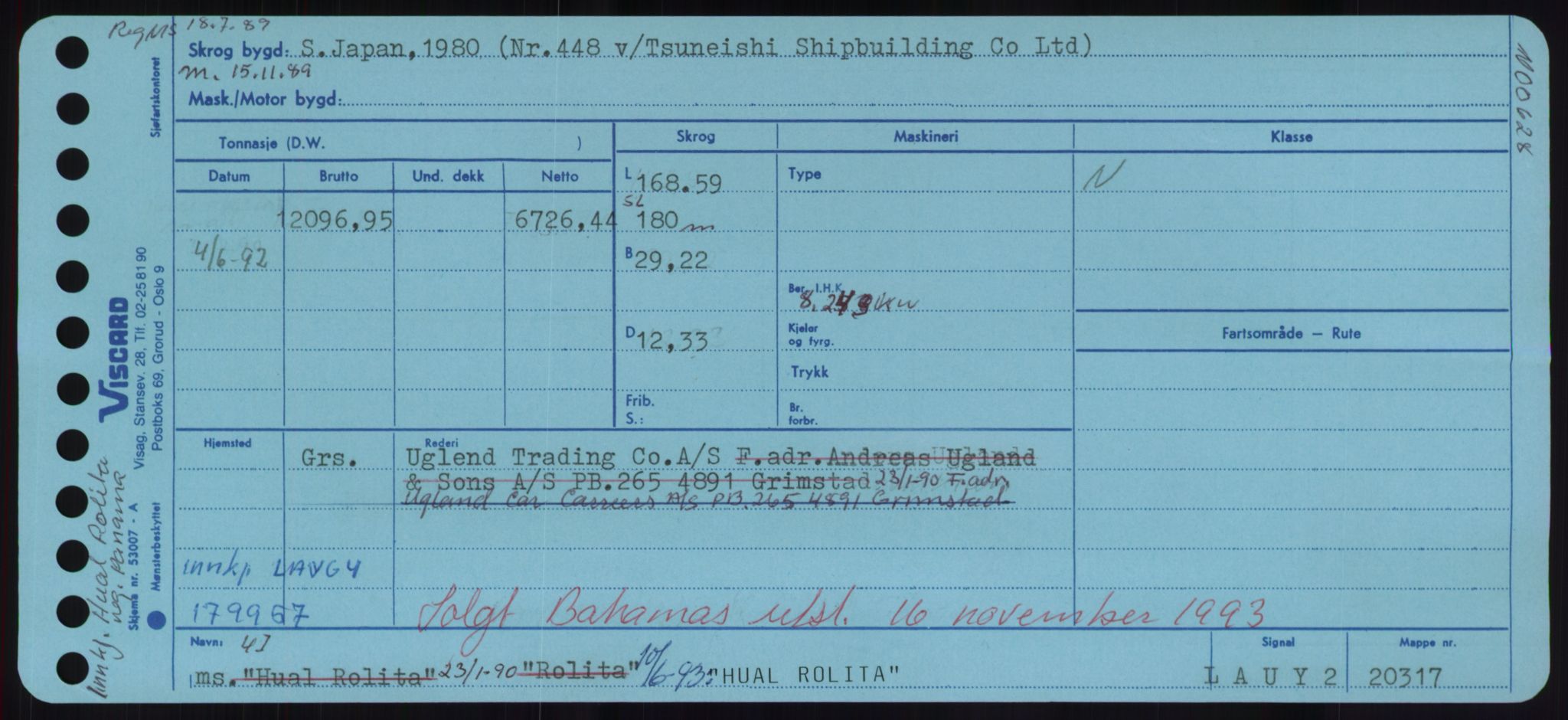 Sjøfartsdirektoratet med forløpere, Skipsmålingen, RA/S-1627/H/Hd/L0017: Fartøy, Holi-Hå, p. 131