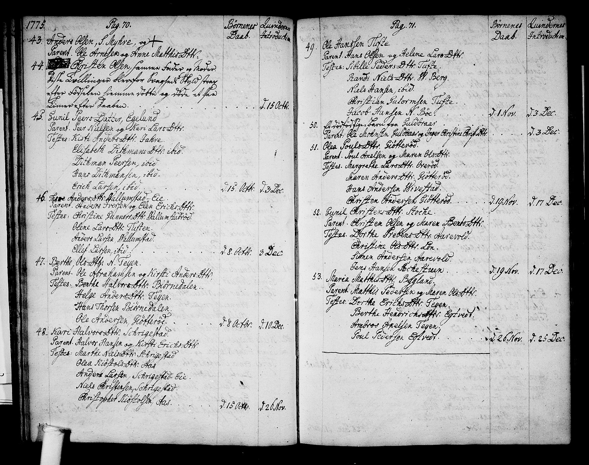 Ramnes kirkebøker, AV/SAKO-A-314/F/Fa/L0002: Parish register (official) no. I 2, 1773-1790, p. 70-71