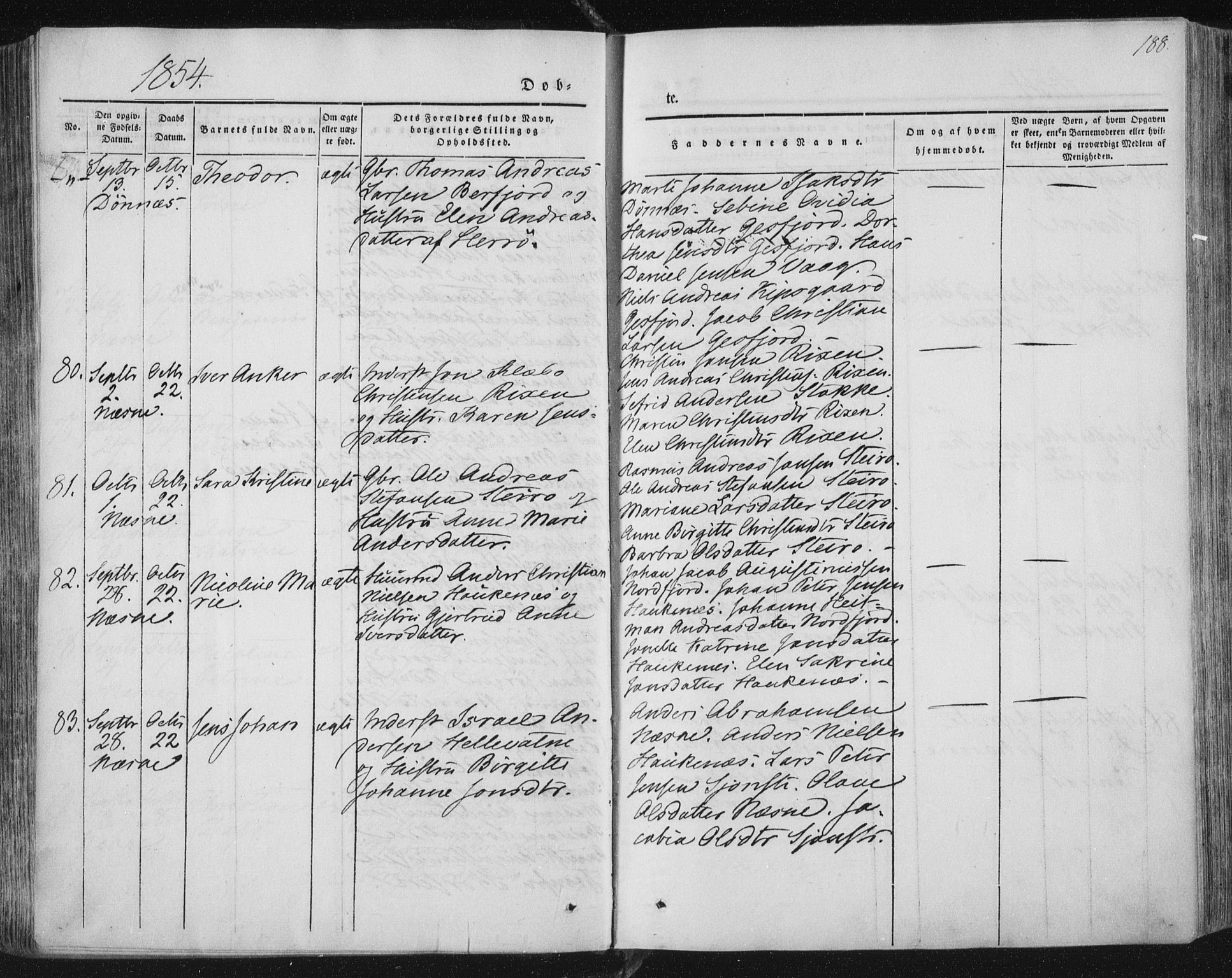 Ministerialprotokoller, klokkerbøker og fødselsregistre - Nordland, AV/SAT-A-1459/838/L0549: Parish register (official) no. 838A07, 1840-1854, p. 188