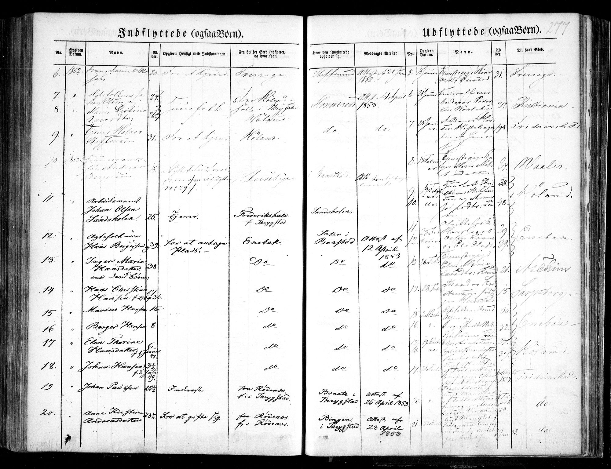 Trøgstad prestekontor Kirkebøker, AV/SAO-A-10925/F/Fa/L0007: Parish register (official) no. I 7, 1845-1854, p. 277