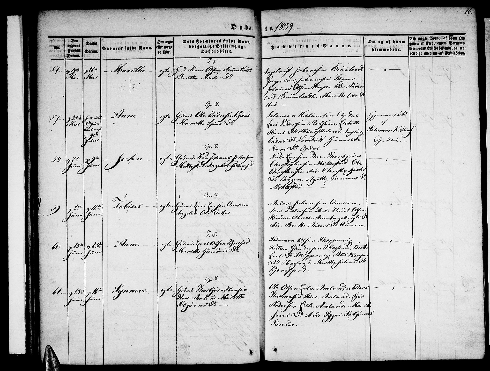 Tysnes sokneprestembete, AV/SAB-A-78601/H/Haa: Parish register (official) no. A 9, 1837-1848, p. 26