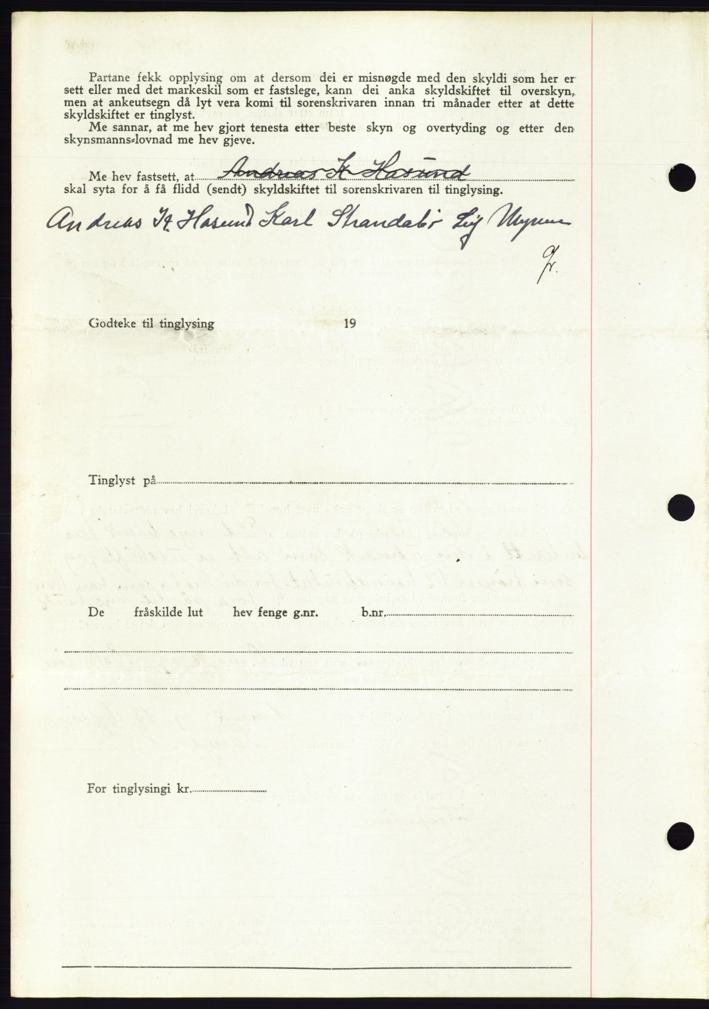 Søre Sunnmøre sorenskriveri, AV/SAT-A-4122/1/2/2C/L0077: Mortgage book no. 3A, 1945-1946, Diary no: : 326/1945