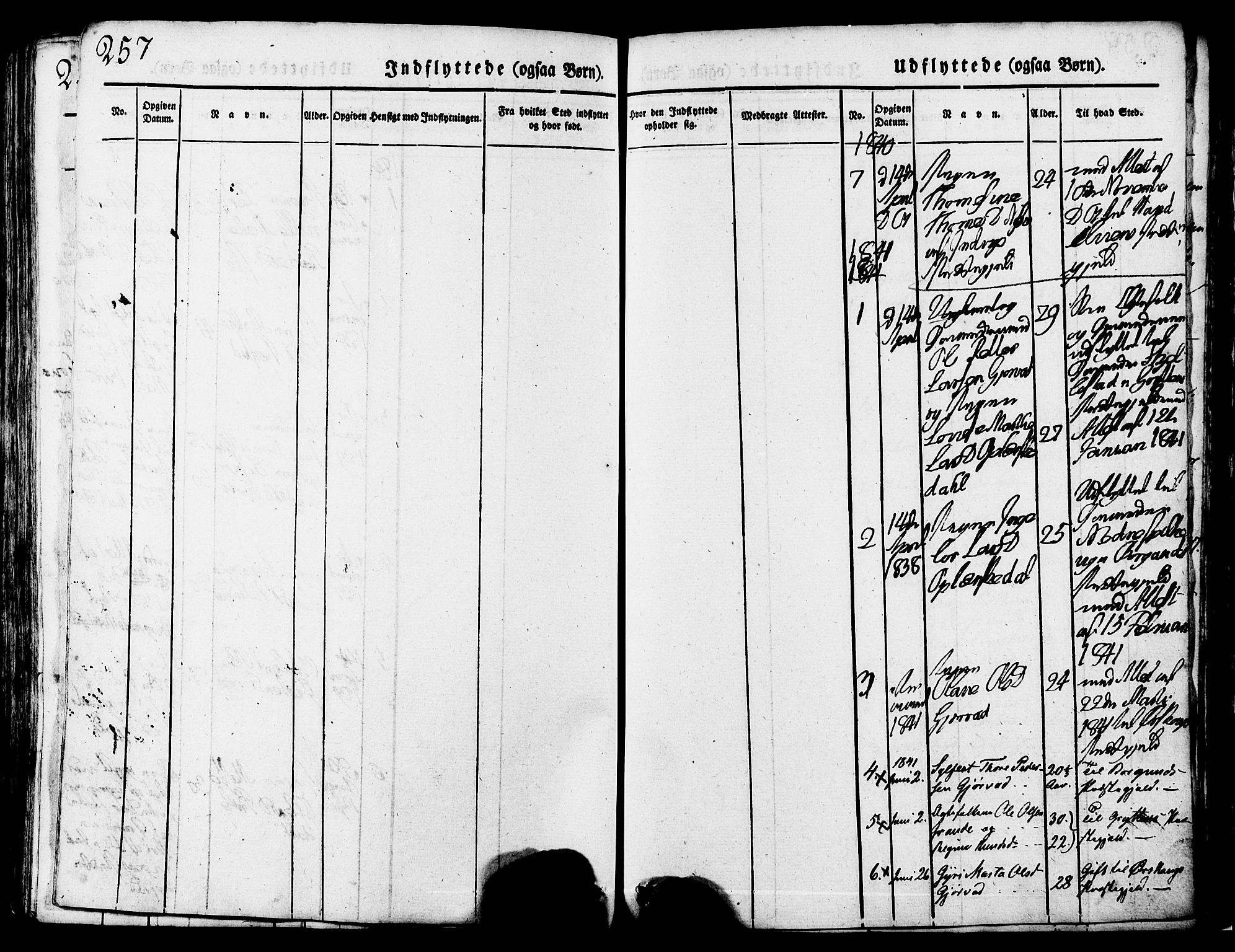 Ministerialprotokoller, klokkerbøker og fødselsregistre - Møre og Romsdal, SAT/A-1454/517/L0221: Parish register (official) no. 517A01, 1827-1858, p. 257