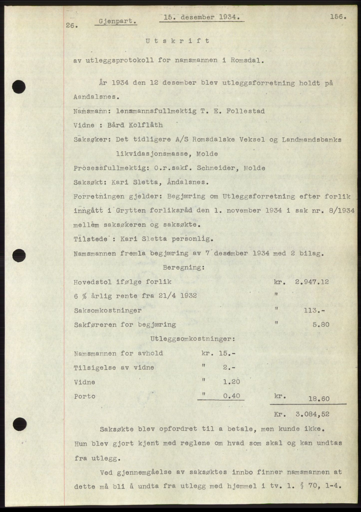 Romsdal sorenskriveri, AV/SAT-A-4149/1/2/2C/L0066: Mortgage book no. 60, 1934-1935, Deed date: 15.12.1934