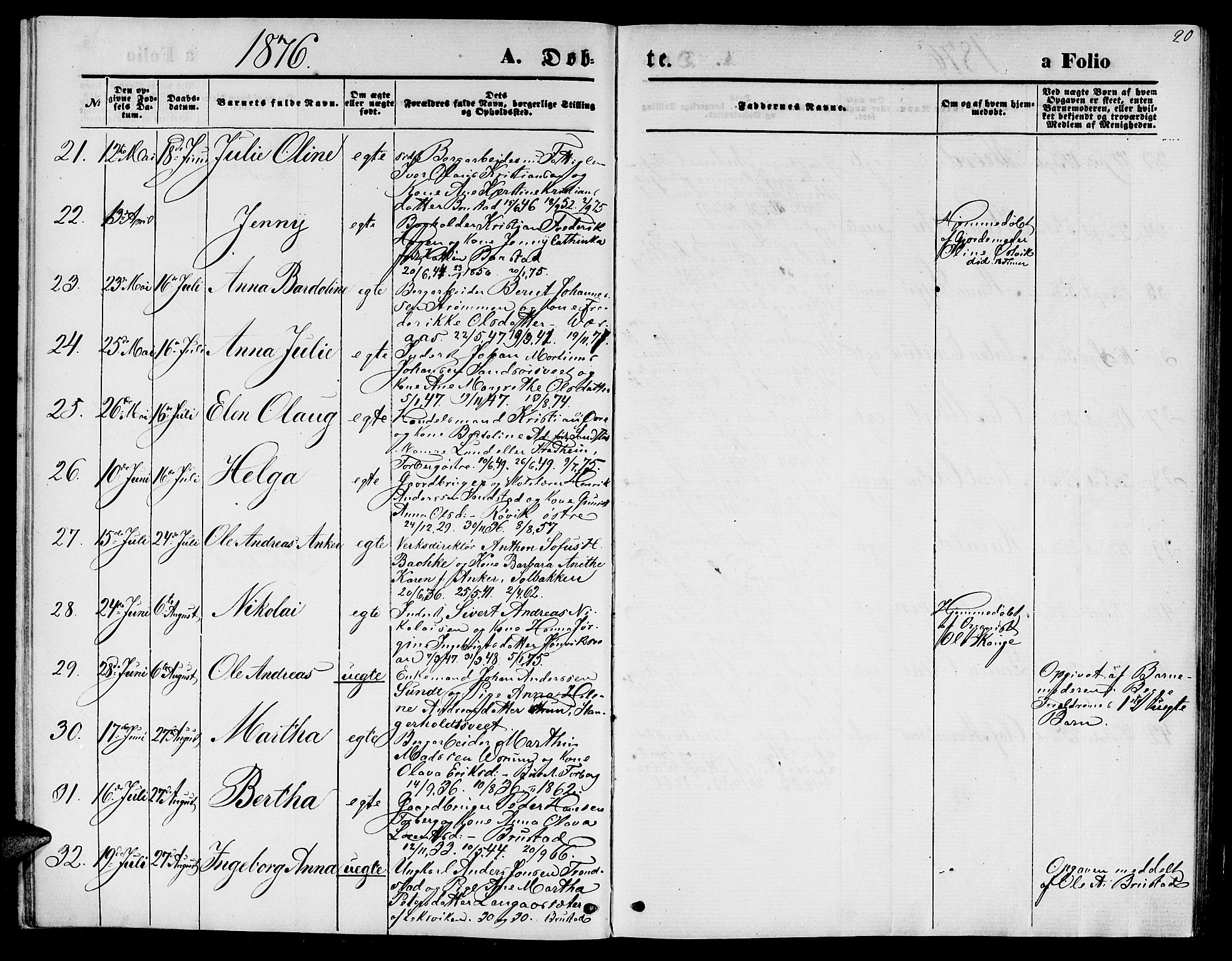 Ministerialprotokoller, klokkerbøker og fødselsregistre - Nord-Trøndelag, SAT/A-1458/722/L0225: Parish register (copy) no. 722C01, 1871-1888, p. 20