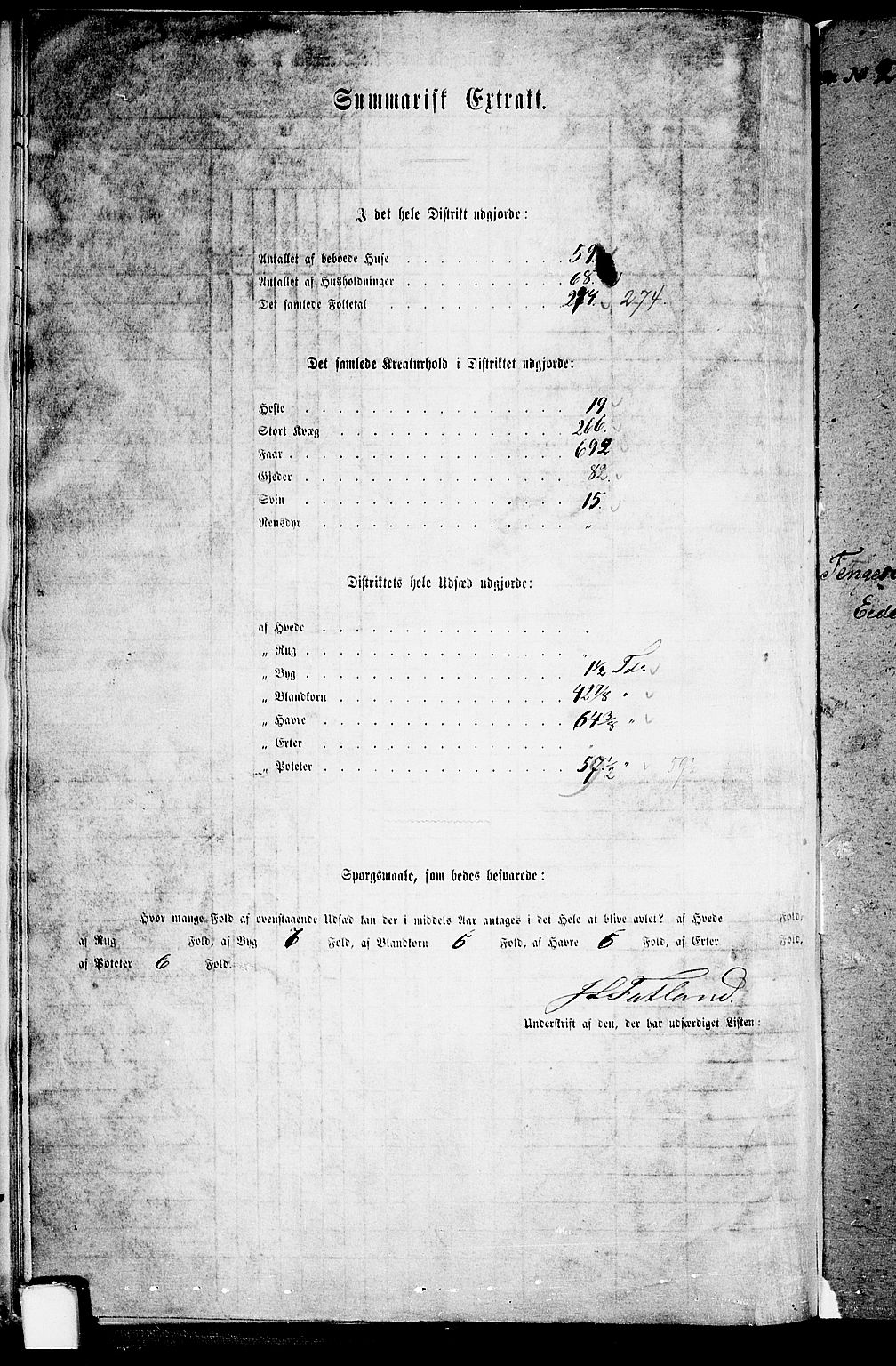 RA, 1865 census for Sand, 1865, p. 22