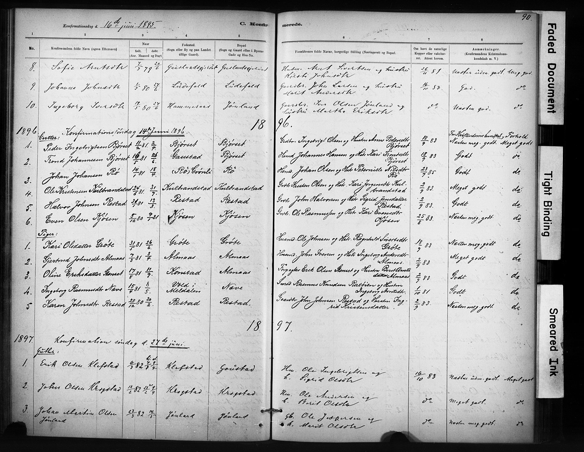 Ministerialprotokoller, klokkerbøker og fødselsregistre - Sør-Trøndelag, AV/SAT-A-1456/694/L1127: Parish register (official) no. 694A01, 1887-1905, p. 90