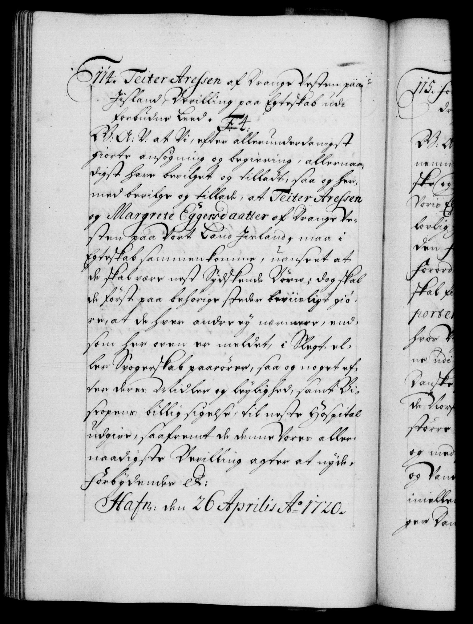 Danske Kanselli 1572-1799, AV/RA-EA-3023/F/Fc/Fca/Fcaa/L0023: Norske registre, 1720-1722, p. 78b