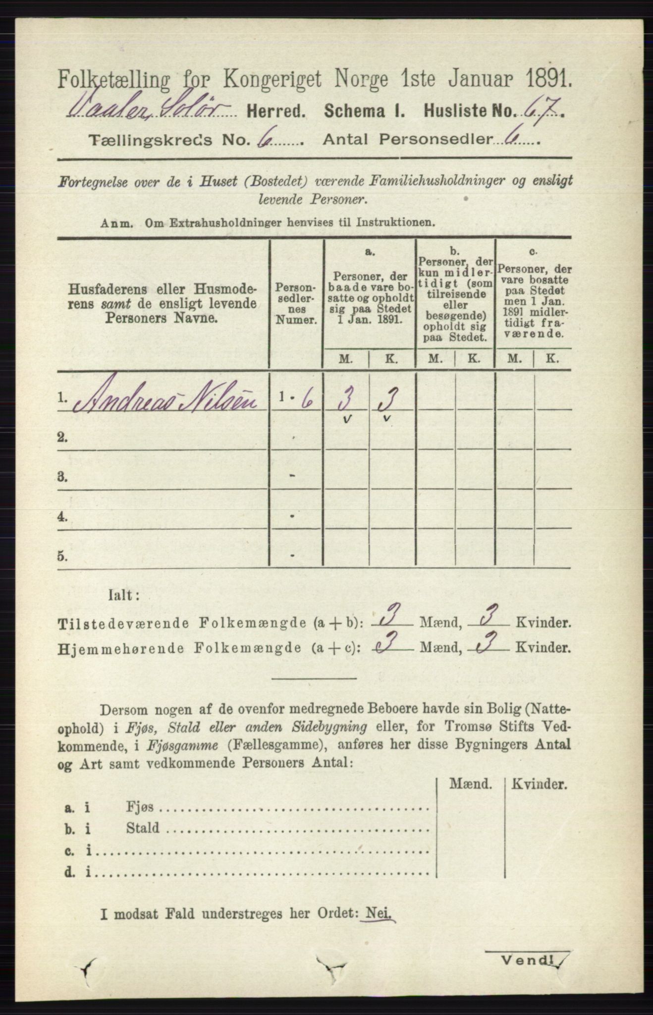 RA, 1891 census for 0426 Våler, 1891, p. 2459