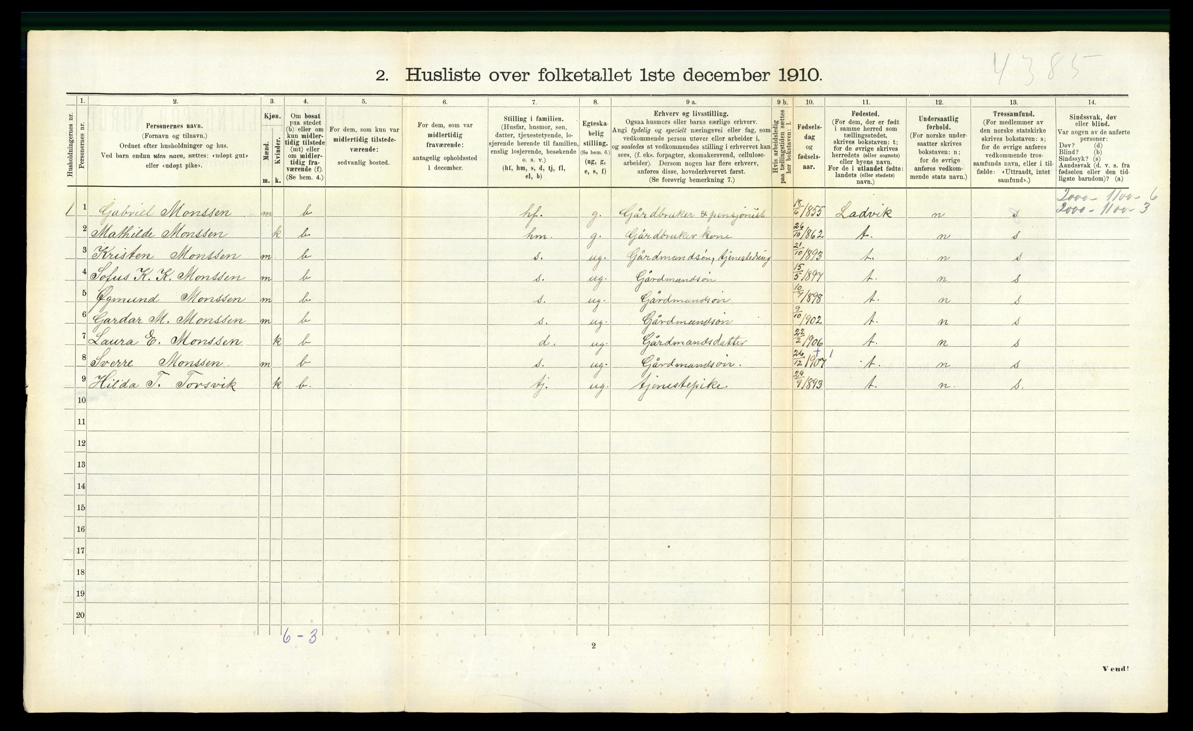 RA, 1910 census for Masfjorden, 1910, p. 125