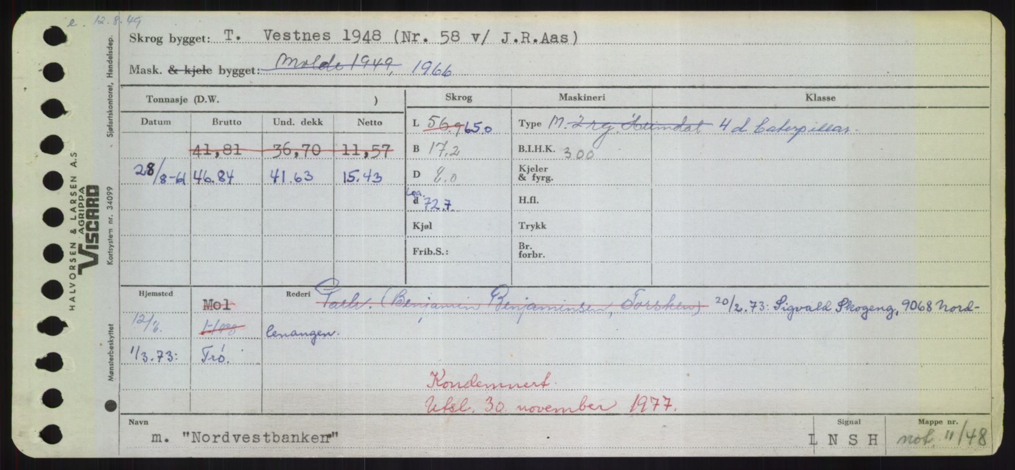 Sjøfartsdirektoratet med forløpere, Skipsmålingen, RA/S-1627/H/Hd/L0026: Fartøy, N-Norhol, p. 575