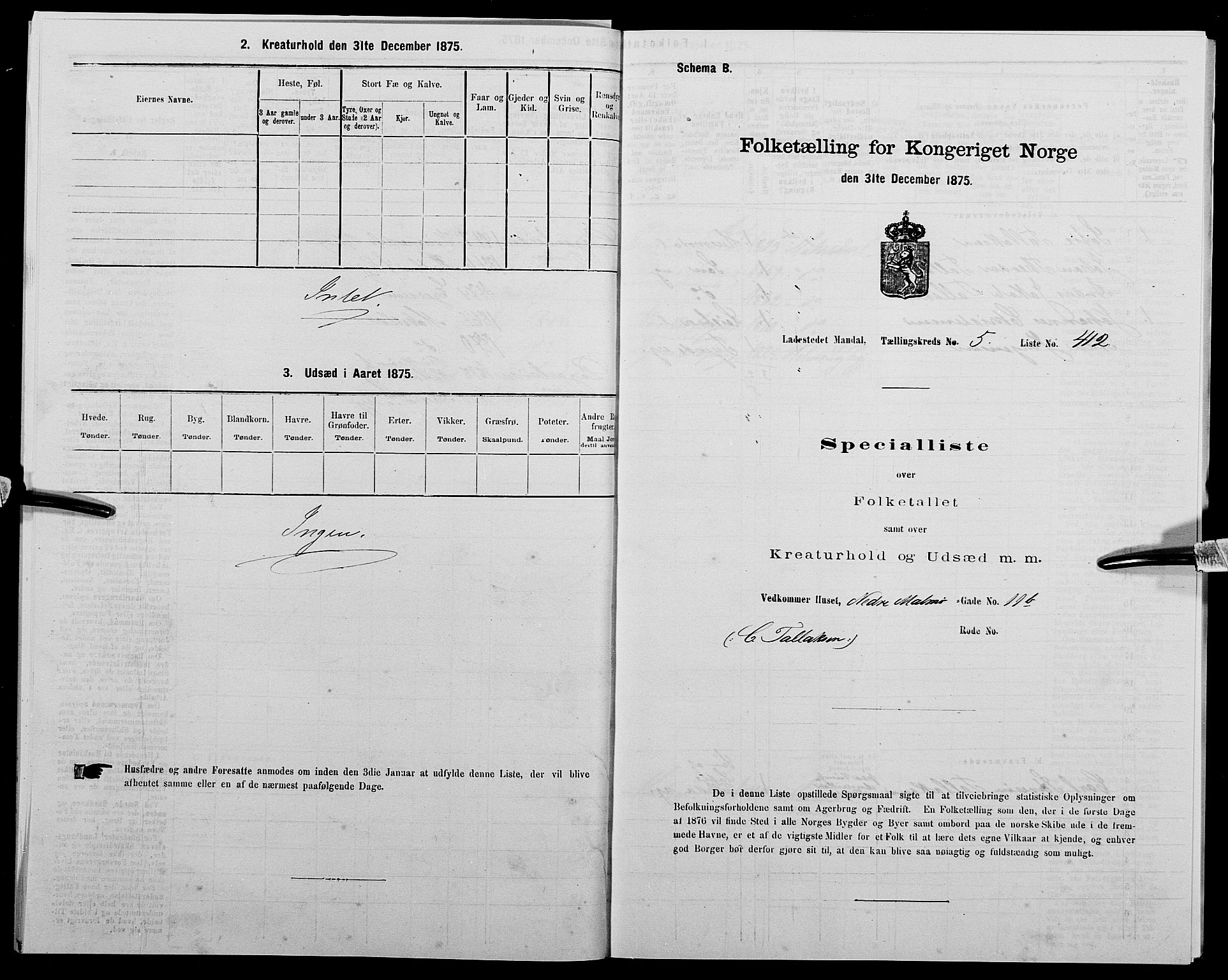 SAK, 1875 census for 1002B Mandal/Mandal, 1875, p. 865
