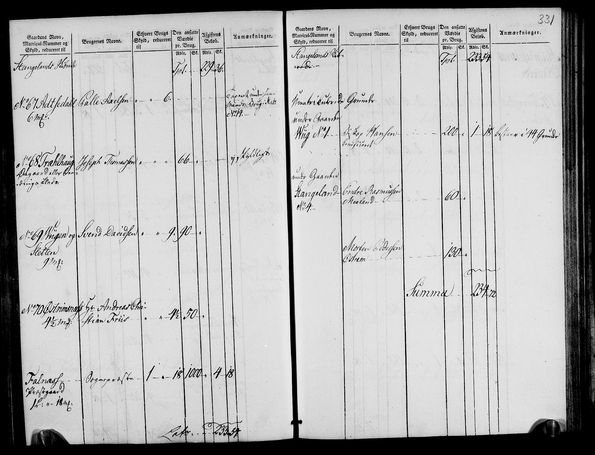 Rentekammeret inntil 1814, Realistisk ordnet avdeling, AV/RA-EA-4070/N/Ne/Nea/L0105: Ryfylke fogderi. Oppebørselsregister, 1803-1804, p. 169