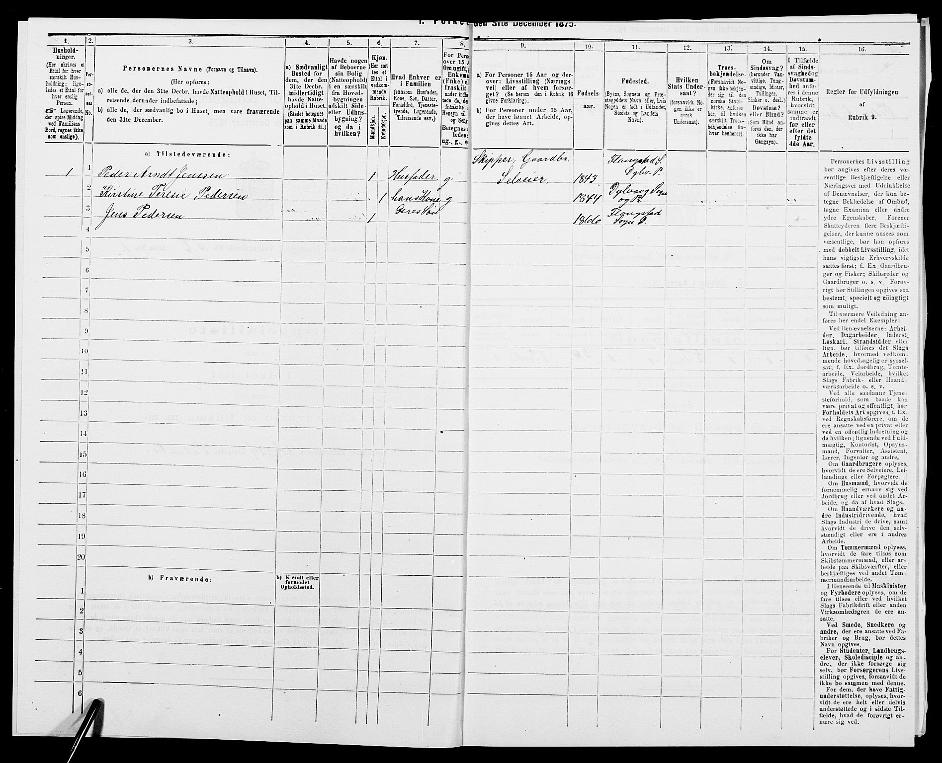 SAK, 1875 census for 0915P Dypvåg, 1875, p. 1411