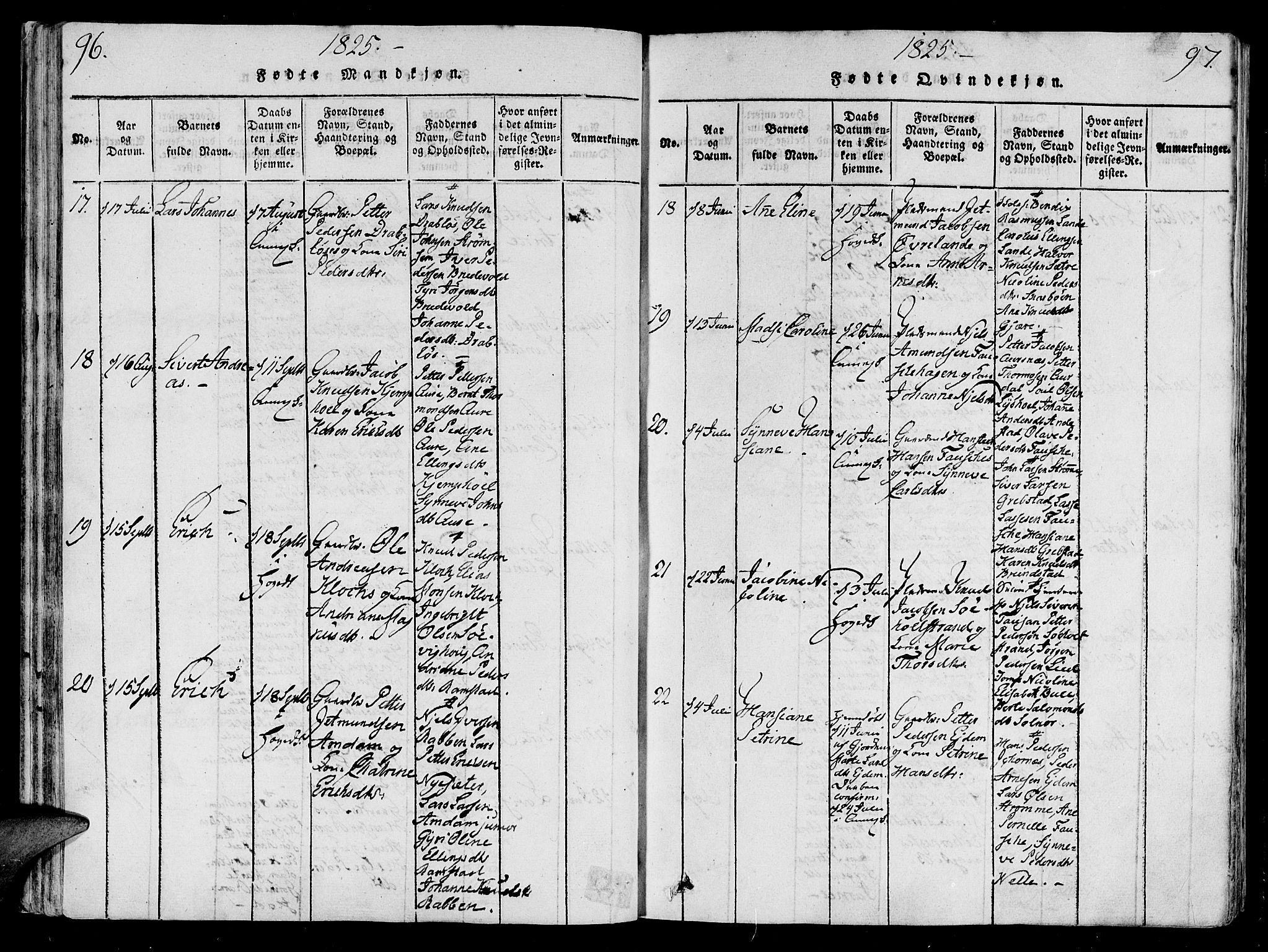 Ministerialprotokoller, klokkerbøker og fødselsregistre - Møre og Romsdal, SAT/A-1454/522/L0310: Parish register (official) no. 522A05, 1816-1832, p. 96-97