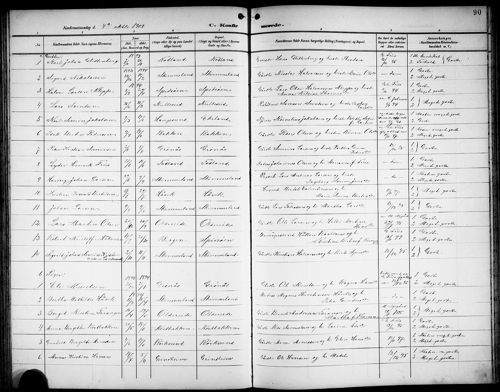 Finnås sokneprestembete, SAB/A-99925/H/Ha/Hab/Haba/L0004: Parish register (copy) no. A 4, 1901-1924, p. 90