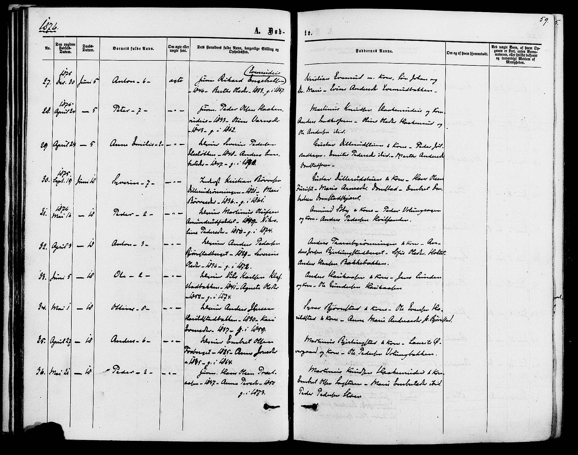 Romedal prestekontor, SAH/PREST-004/K/L0006: Parish register (official) no. 6, 1866-1886, p. 59