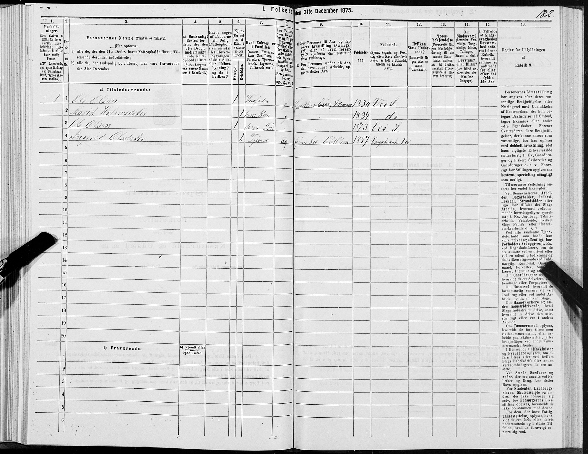 SAT, 1875 census for 1541P Veøy, 1875, p. 2182