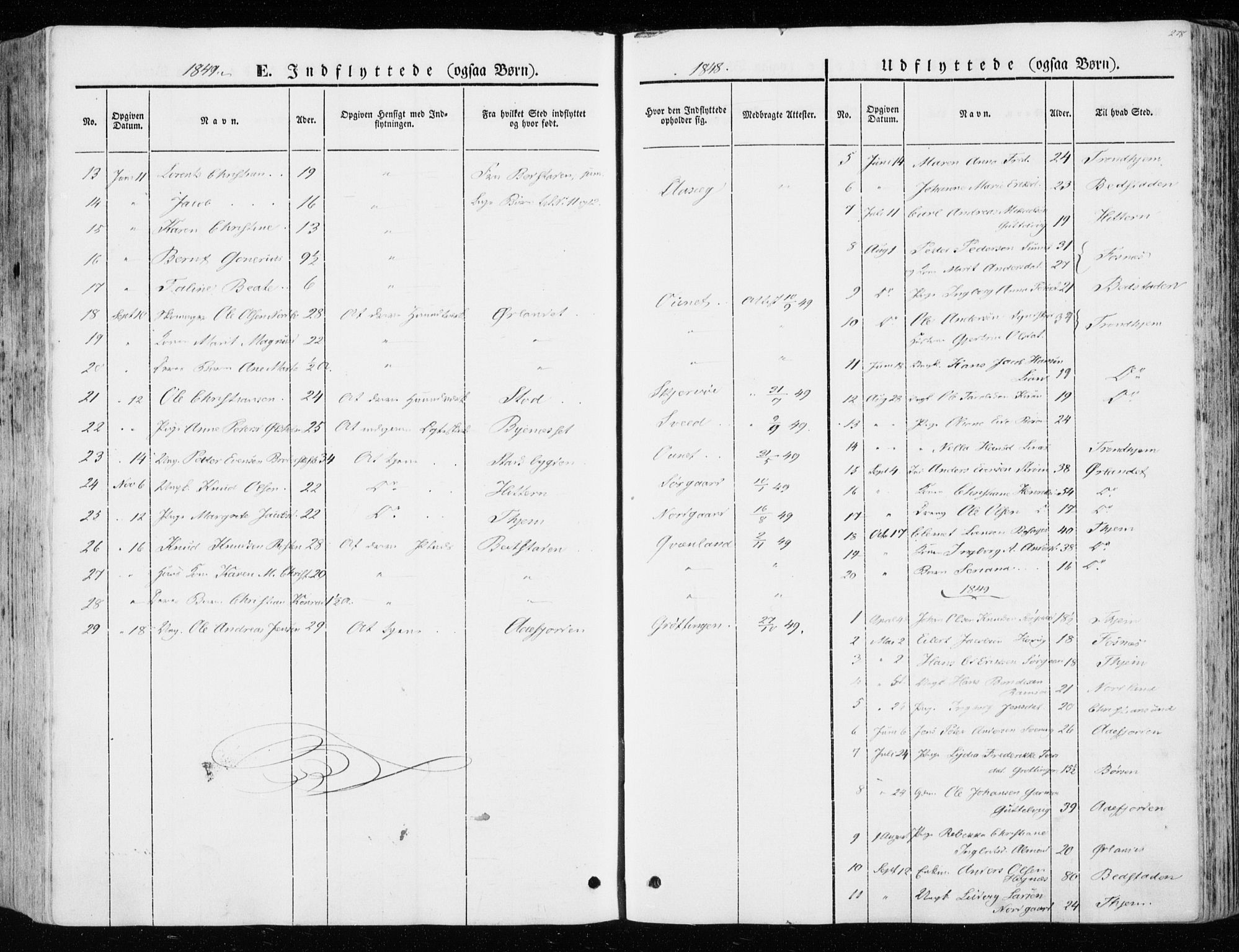 Ministerialprotokoller, klokkerbøker og fødselsregistre - Sør-Trøndelag, SAT/A-1456/657/L0704: Parish register (official) no. 657A05, 1846-1857, p. 278
