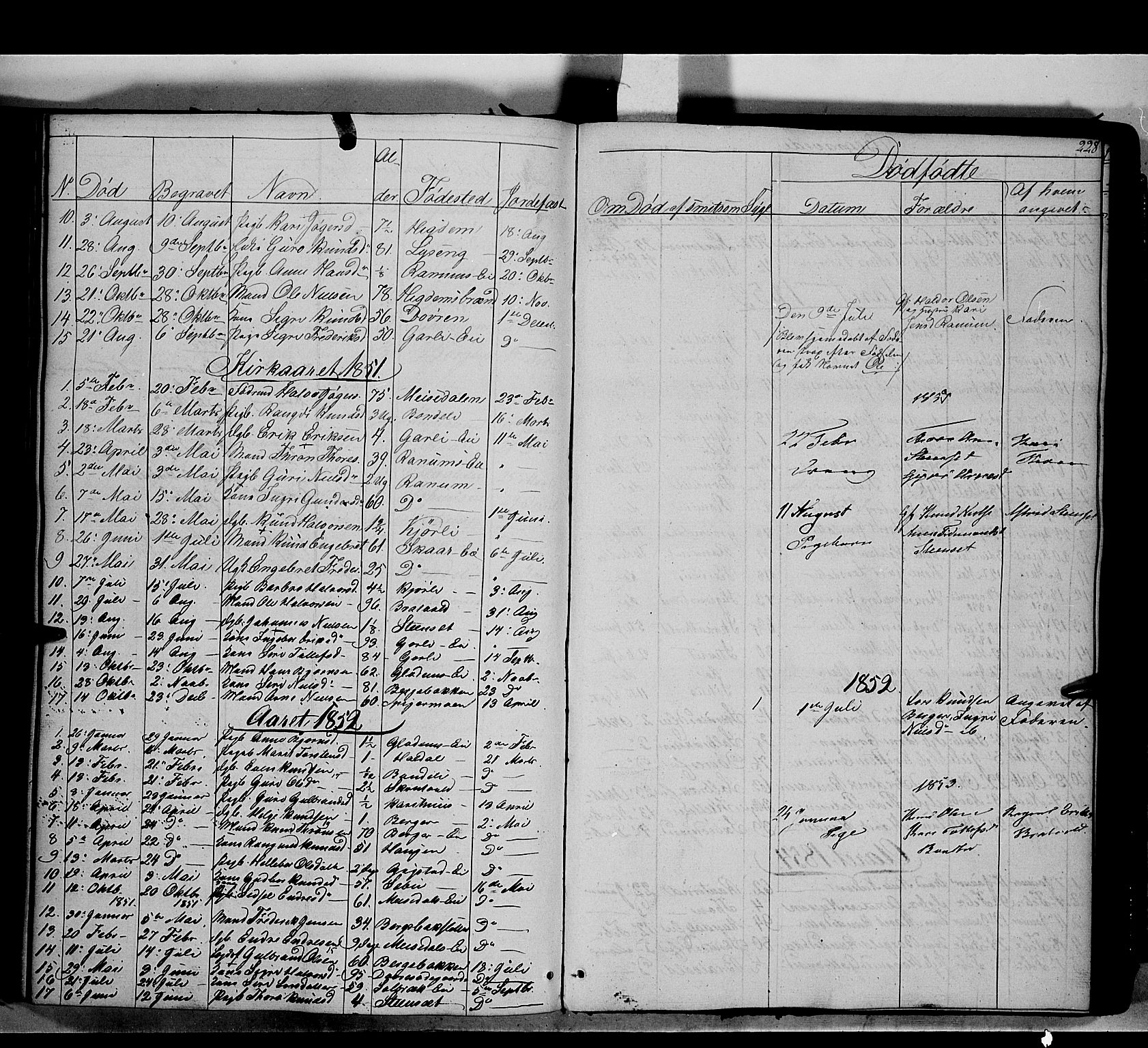 Nord-Aurdal prestekontor, SAH/PREST-132/H/Ha/Haa/L0007: Parish register (official) no. 7, 1842-1863, p. 228