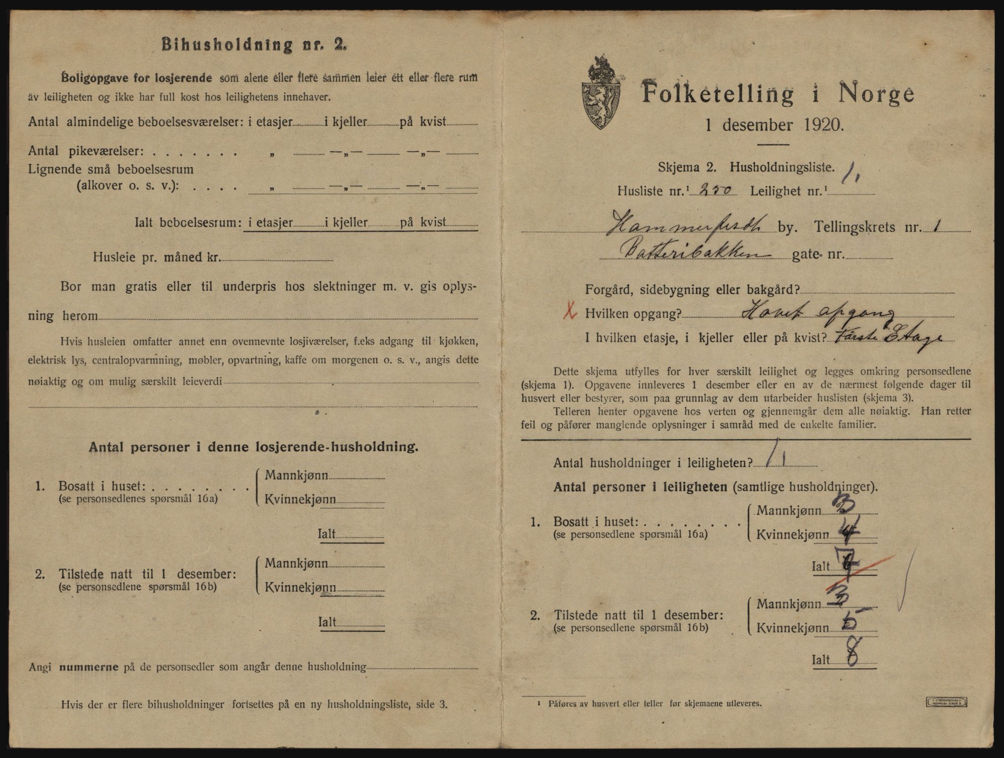 SATØ, 1920 census for Hammerfest, 1920, p. 1764