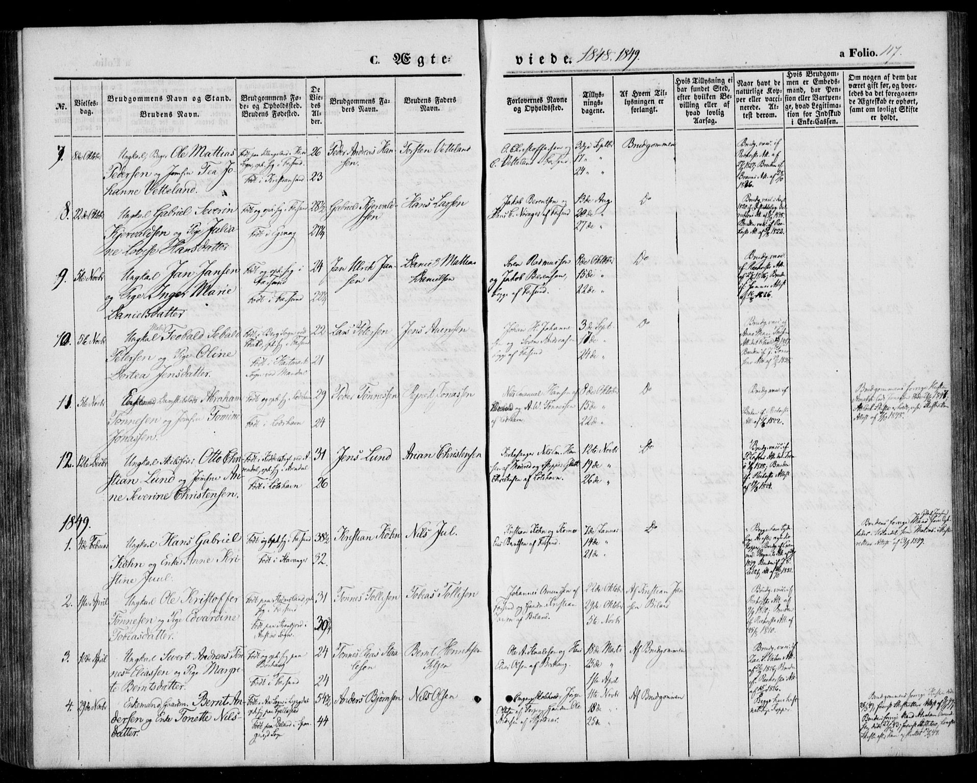 Farsund sokneprestkontor, AV/SAK-1111-0009/F/Fa/L0004: Parish register (official) no. A 4, 1847-1863, p. 117