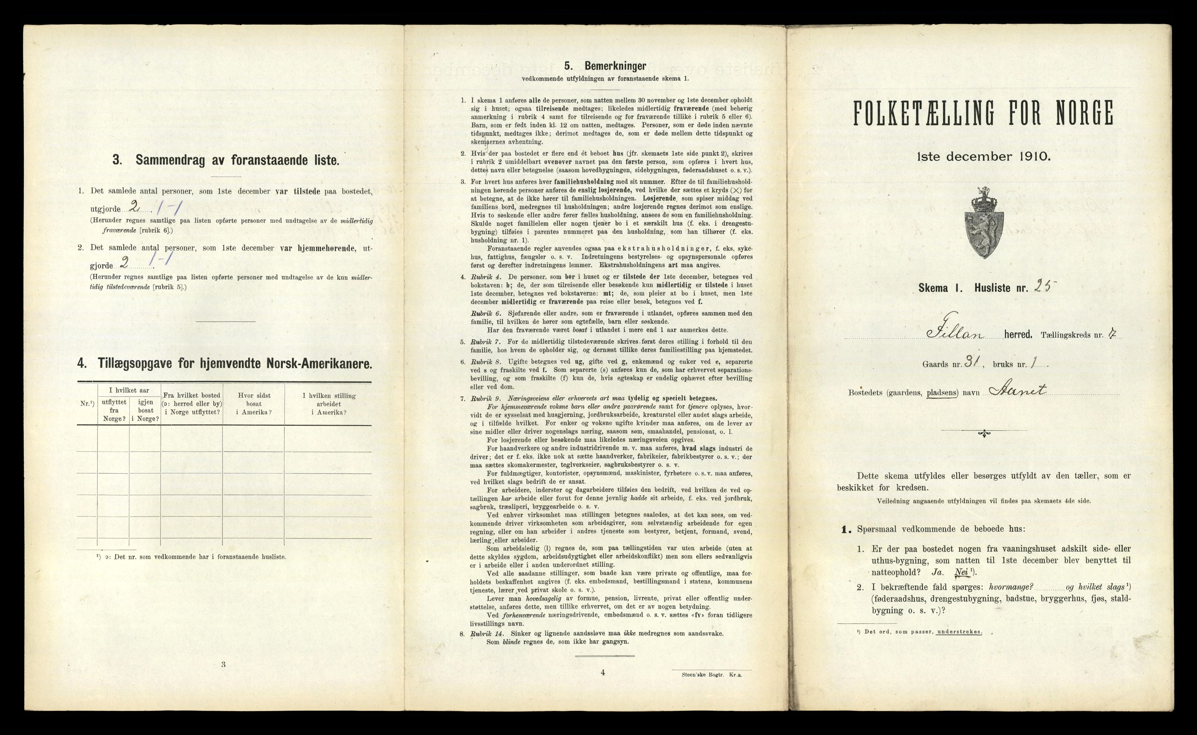 RA, 1910 census for Fillan, 1910, p. 529