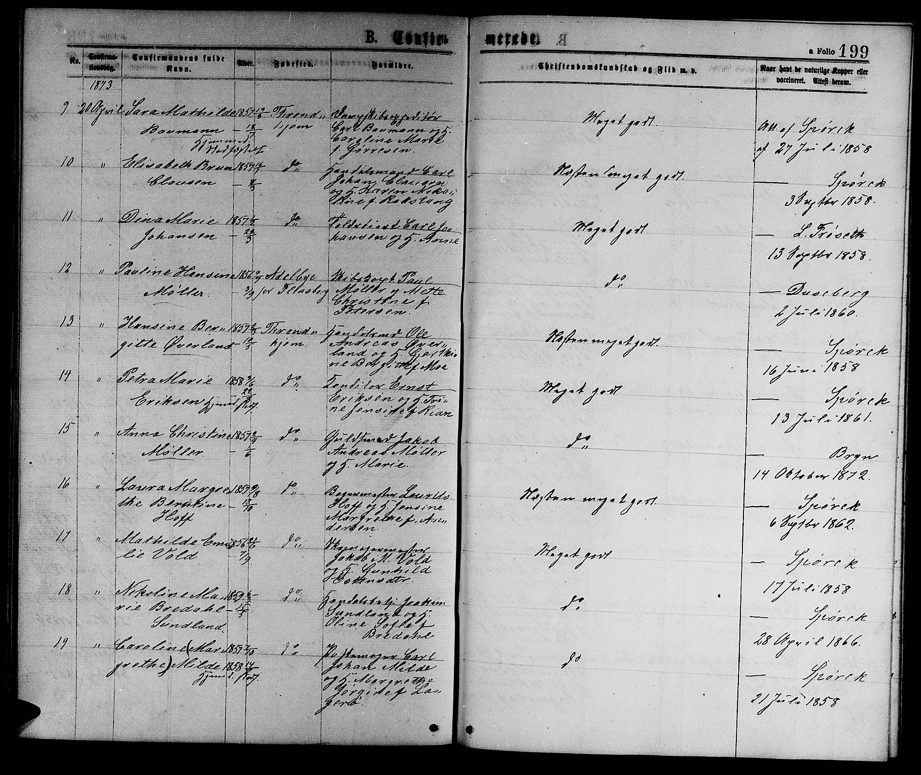 Ministerialprotokoller, klokkerbøker og fødselsregistre - Sør-Trøndelag, AV/SAT-A-1456/601/L0088: Parish register (copy) no. 601C06, 1870-1878, p. 199