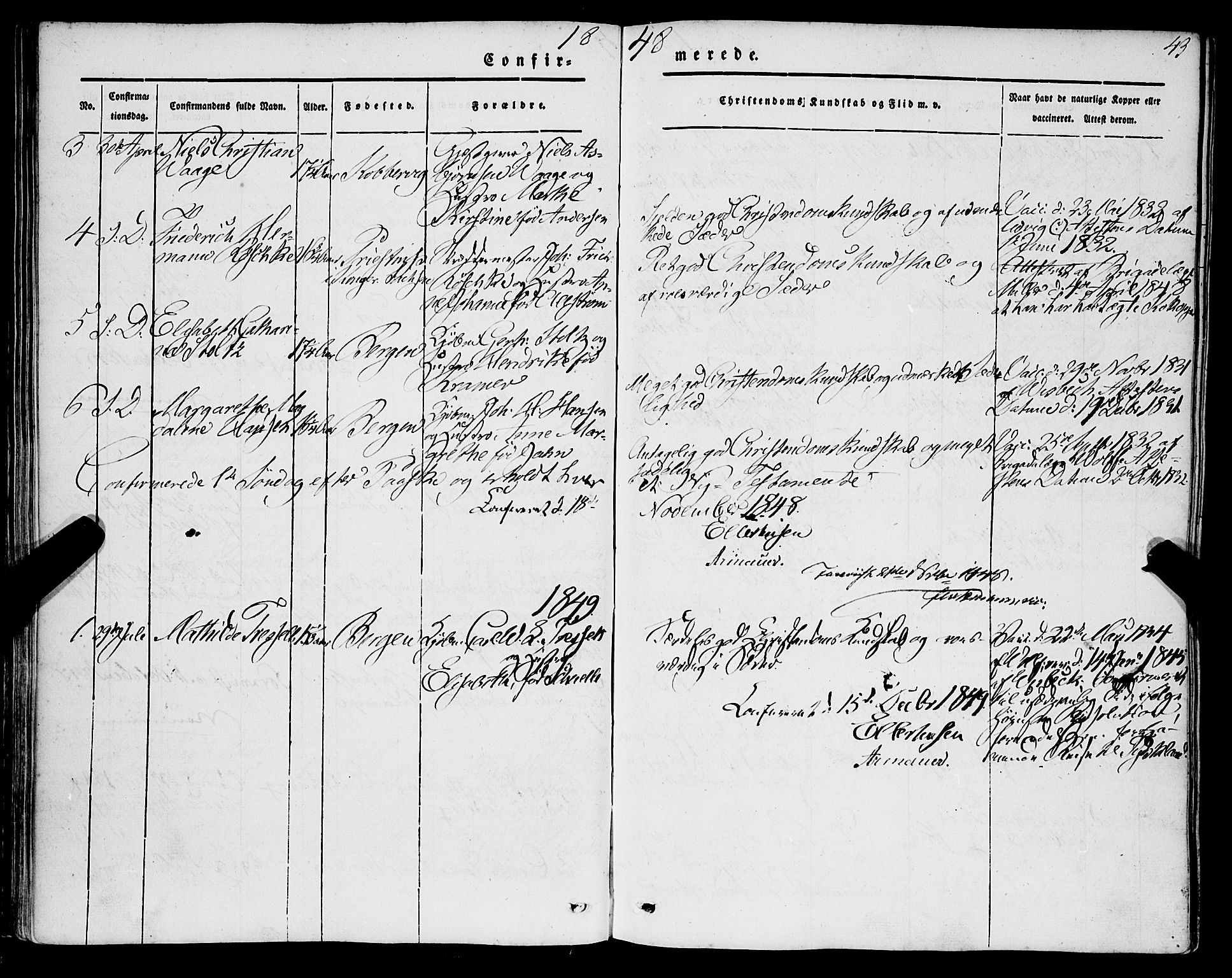 Mariakirken Sokneprestembete, SAB/A-76901/H/Haa/L0006: Parish register (official) no. A 6, 1846-1877, p. 43