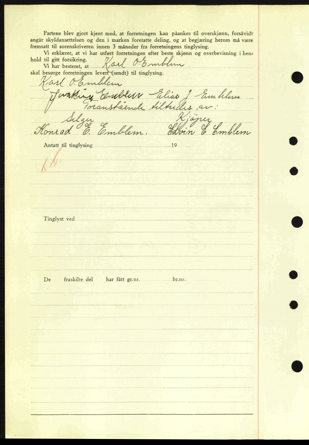 Nordre Sunnmøre sorenskriveri, SAT/A-0006/1/2/2C/2Ca: Mortgage book no. A11, 1941-1941, Diary no: : 1250/1941