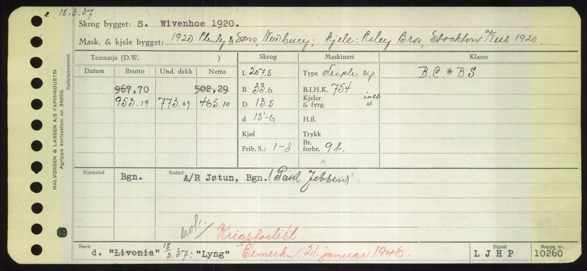 Sjøfartsdirektoratet med forløpere, Skipsmålingen, RA/S-1627/H/Hd/L0023: Fartøy, Lia-Løv, p. 455