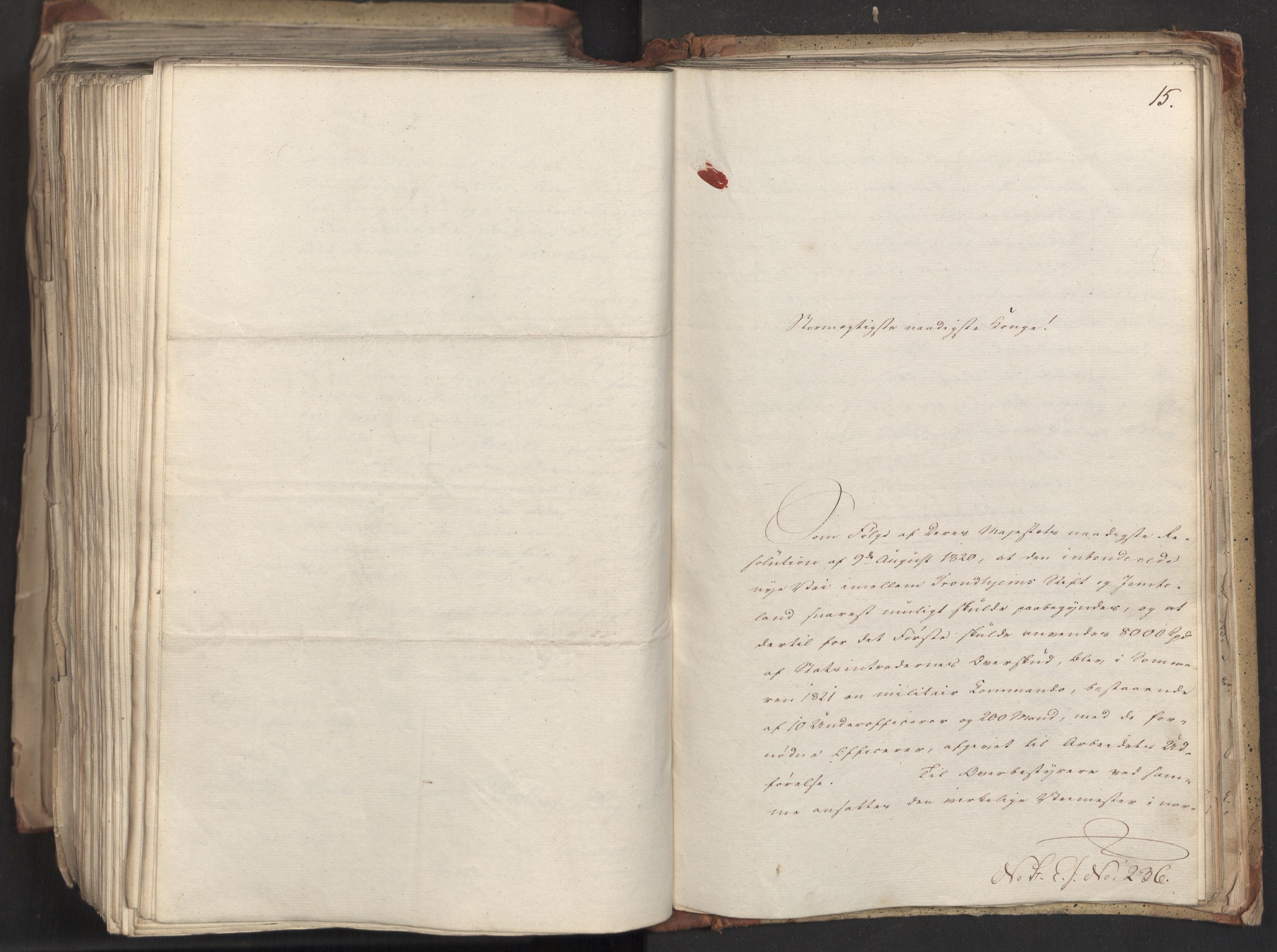 Statsrådsavdelingen i Stockholm, AV/RA-S-1003/D/Da/L0033: Regjeringsinnstillinger nr. 1-274, 1823, p. 596