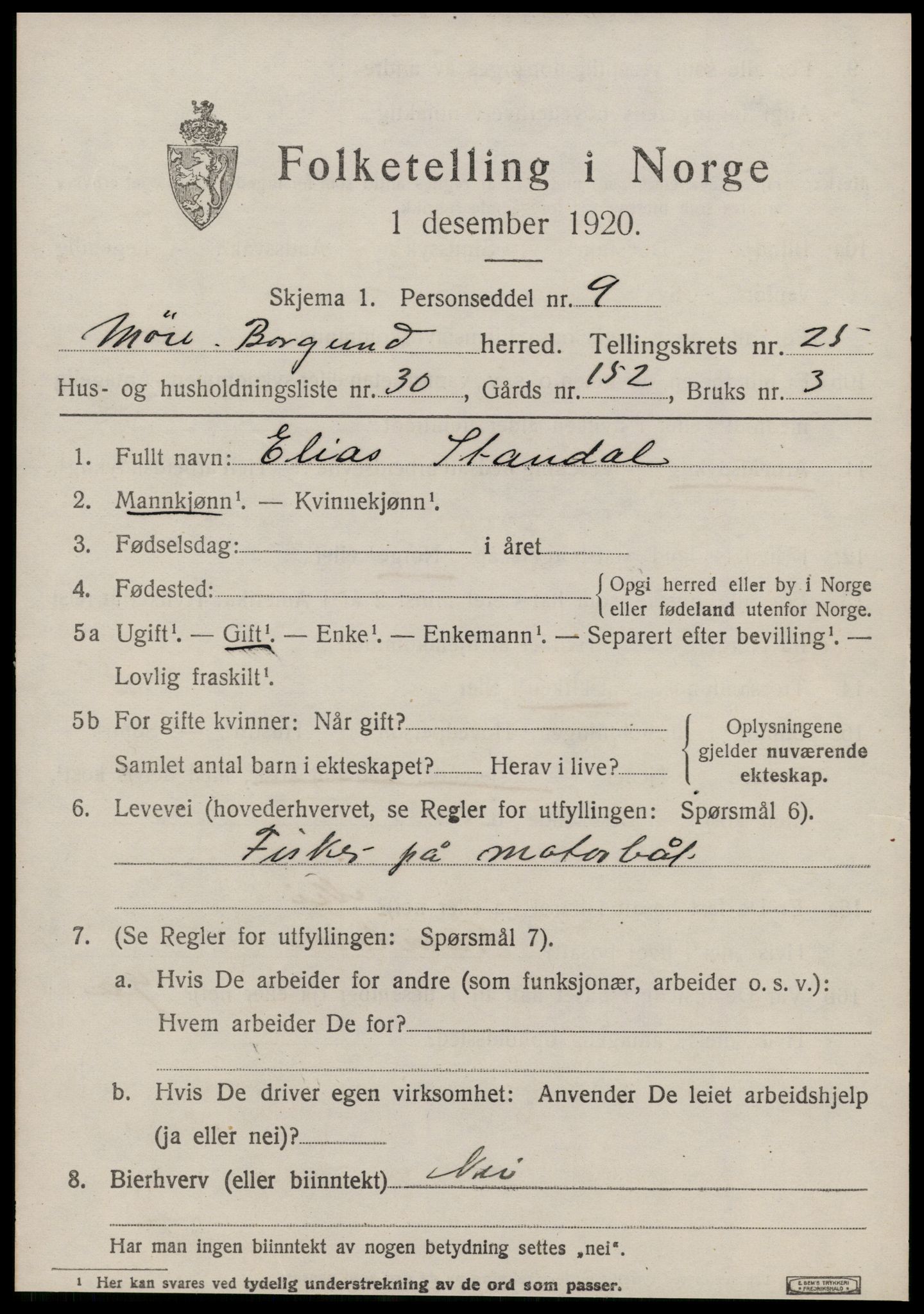 SAT, 1920 census for Borgund, 1920, p. 17320