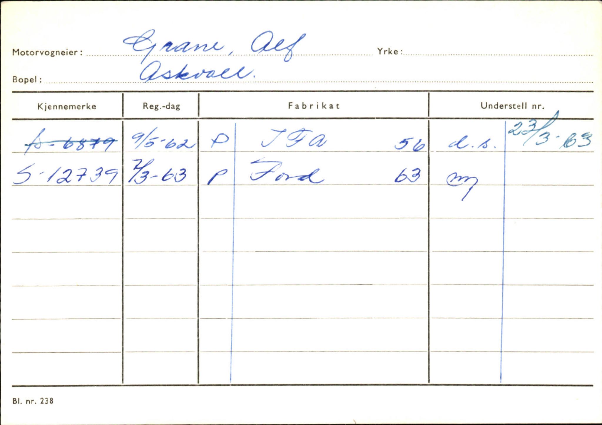 Statens vegvesen, Sogn og Fjordane vegkontor, AV/SAB-A-5301/4/F/L0132: Eigarregister Askvoll A-Å. Balestrand A-Å, 1945-1975, p. 419