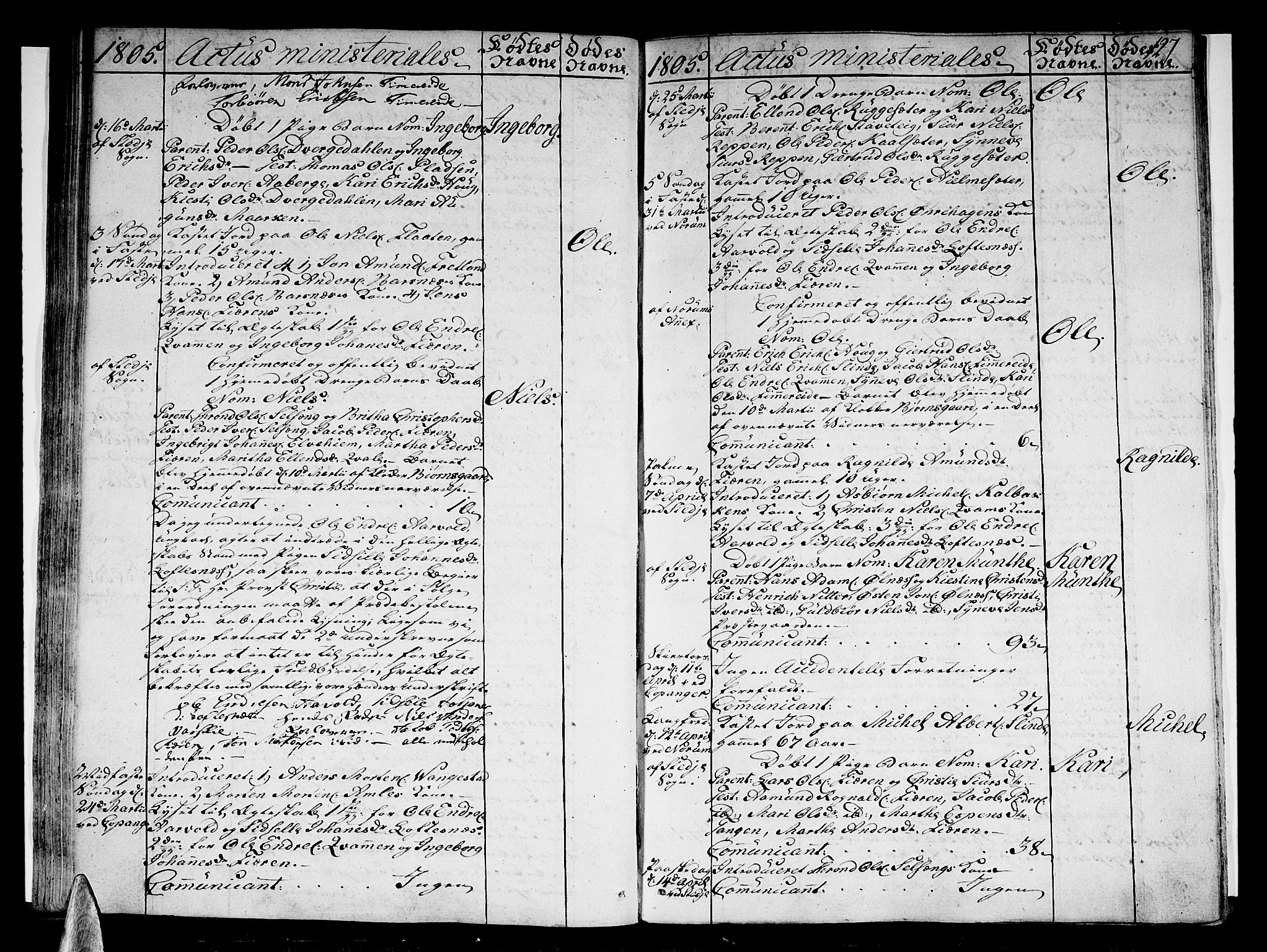 Sogndal sokneprestembete, AV/SAB-A-81301/H/Haa/Haaa/L0008: Parish register (official) no. A 8, 1795-1809, p. 127