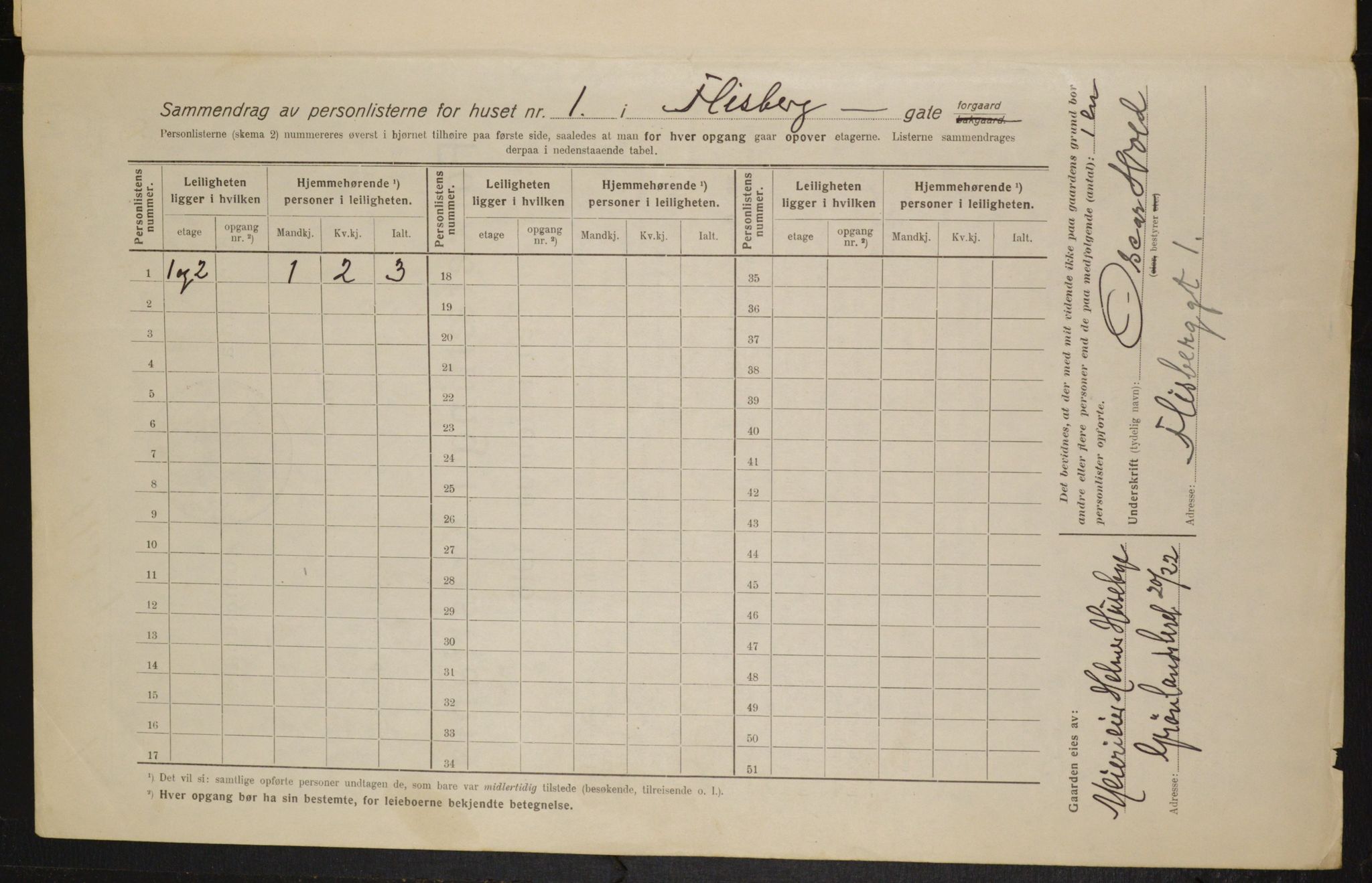 OBA, Municipal Census 1916 for Kristiania, 1916, p. 24997