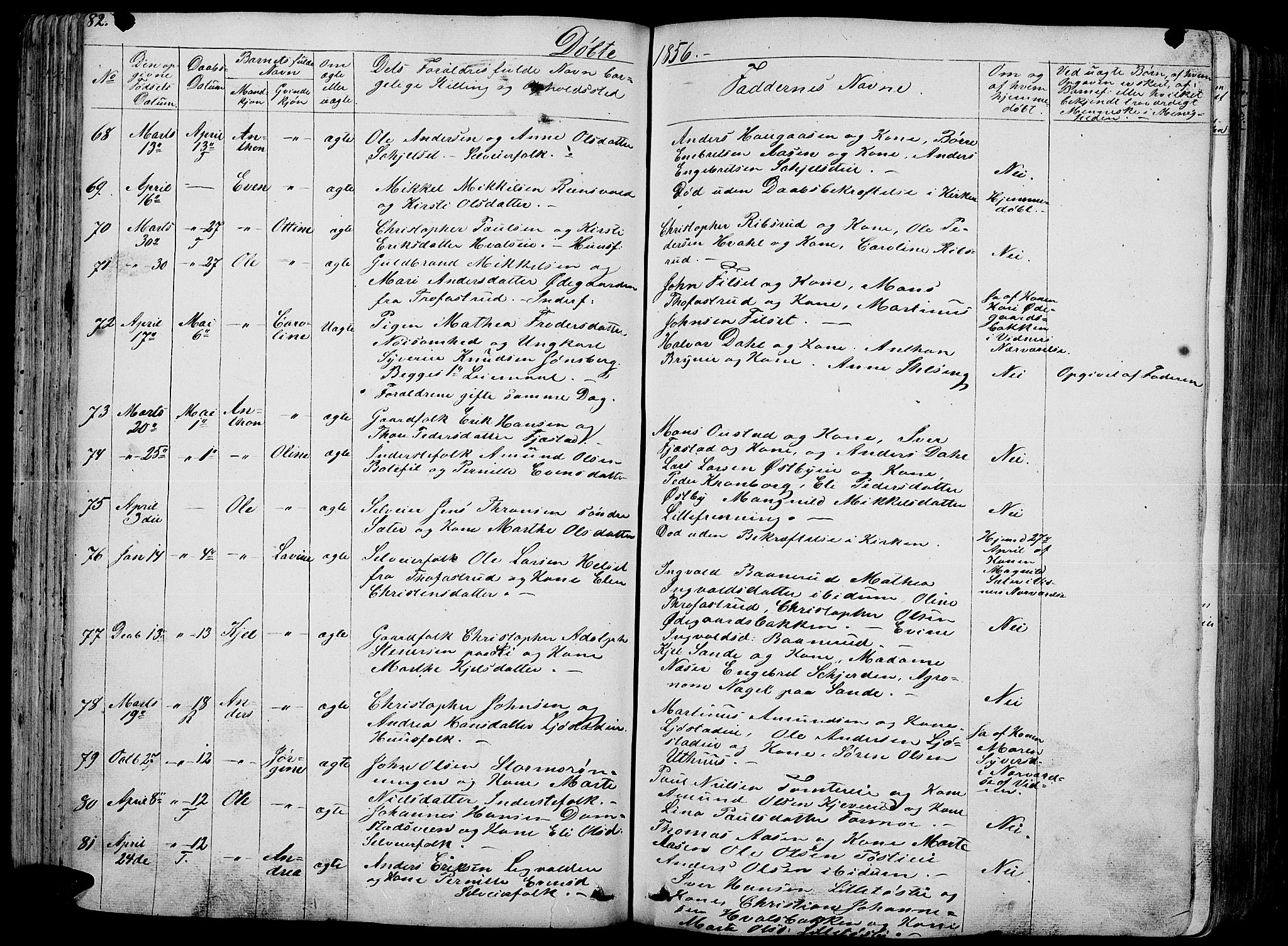 Romedal prestekontor, AV/SAH-PREST-004/L/L0009: Parish register (copy) no. 9, 1846-1866, p. 82