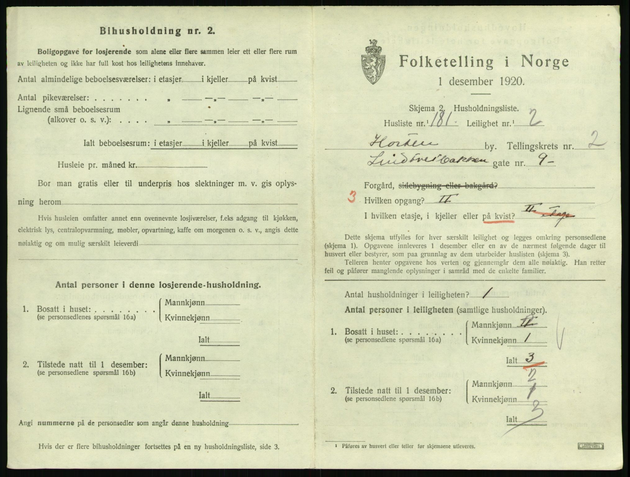 SAKO, 1920 census for Horten, 1920, p. 4019