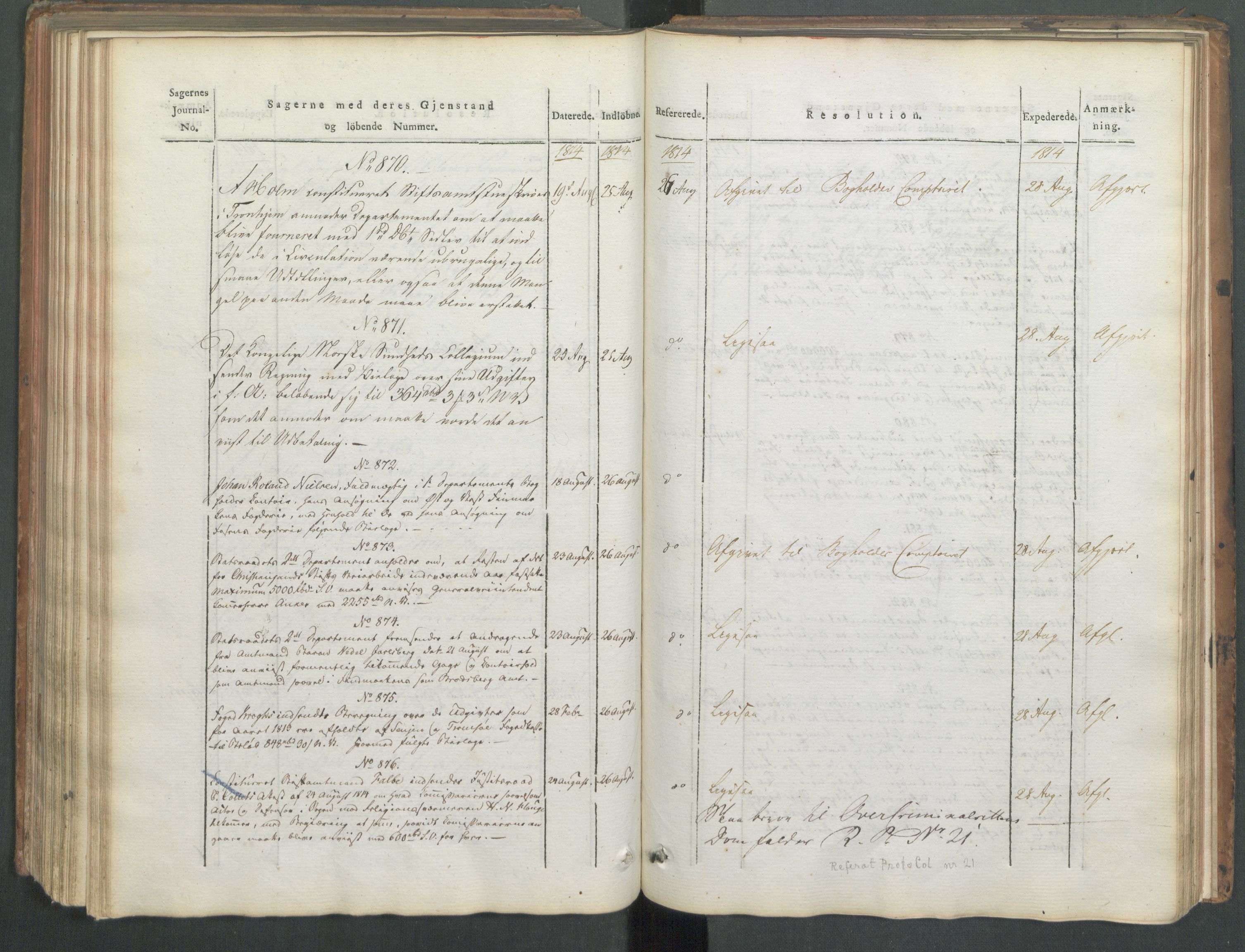 Departementene i 1814, AV/RA-S-3899/Fa/L0008: 1. byrå - Journal B, 1814, p. 172