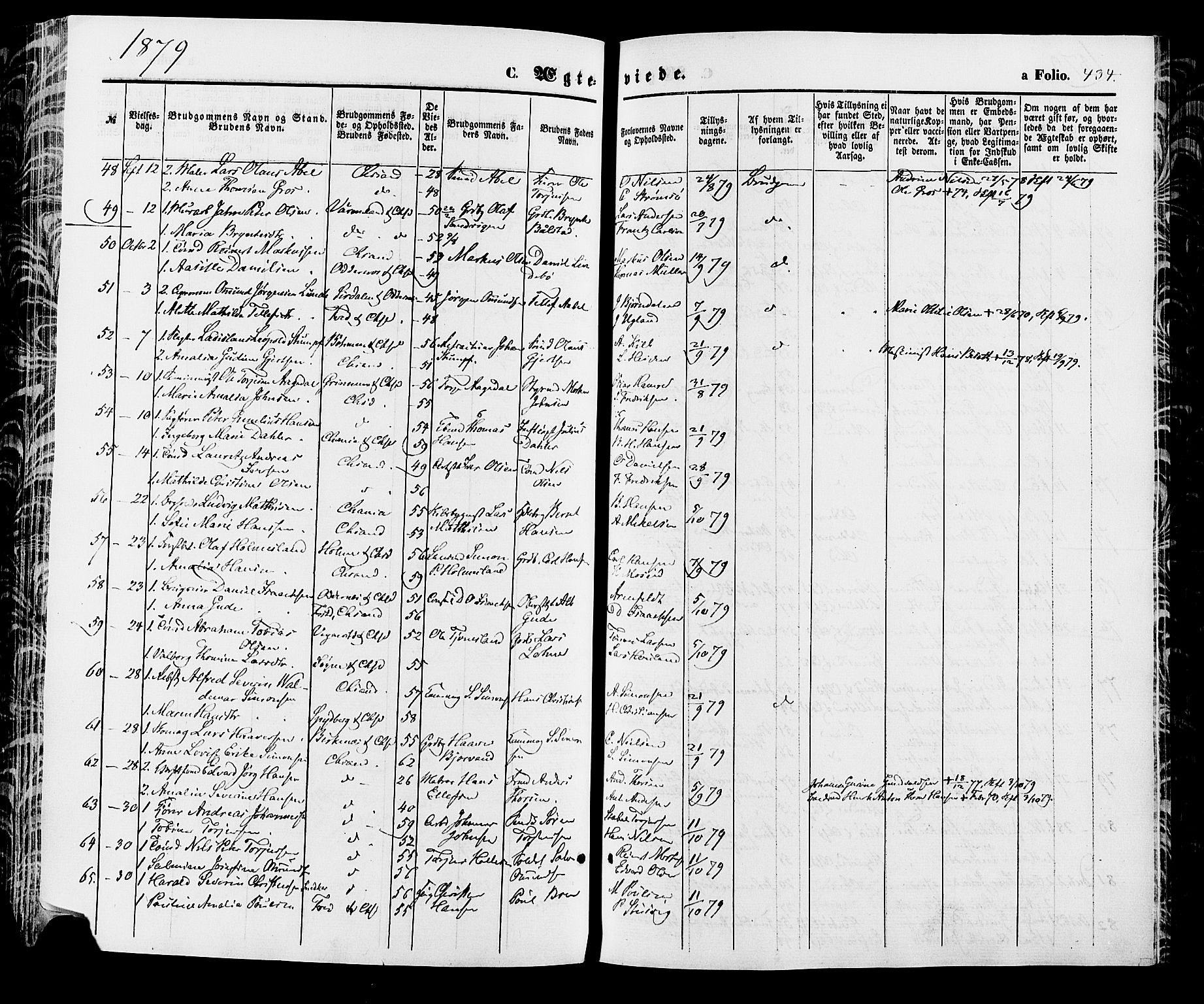 Kristiansand domprosti, SAK/1112-0006/F/Fa/L0015: Parish register (official) no. A 15, 1867-1880, p. 434